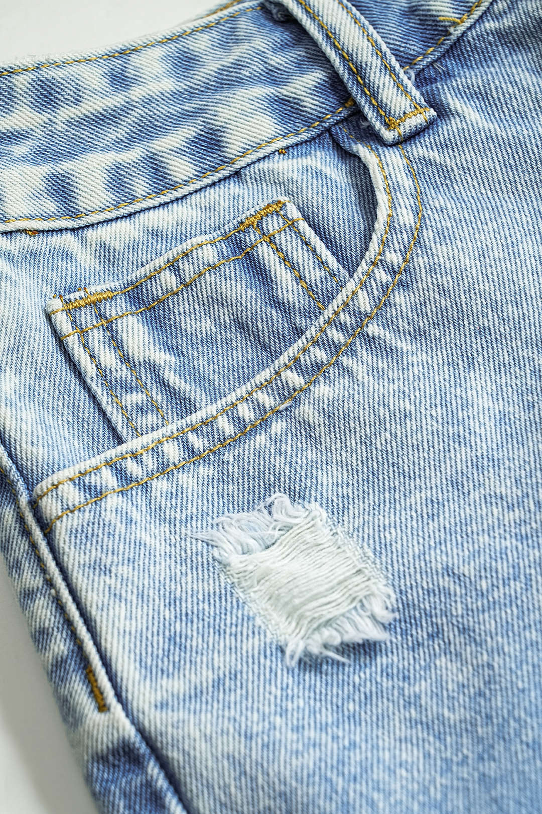 Denim Washed Button Pocket Shorts