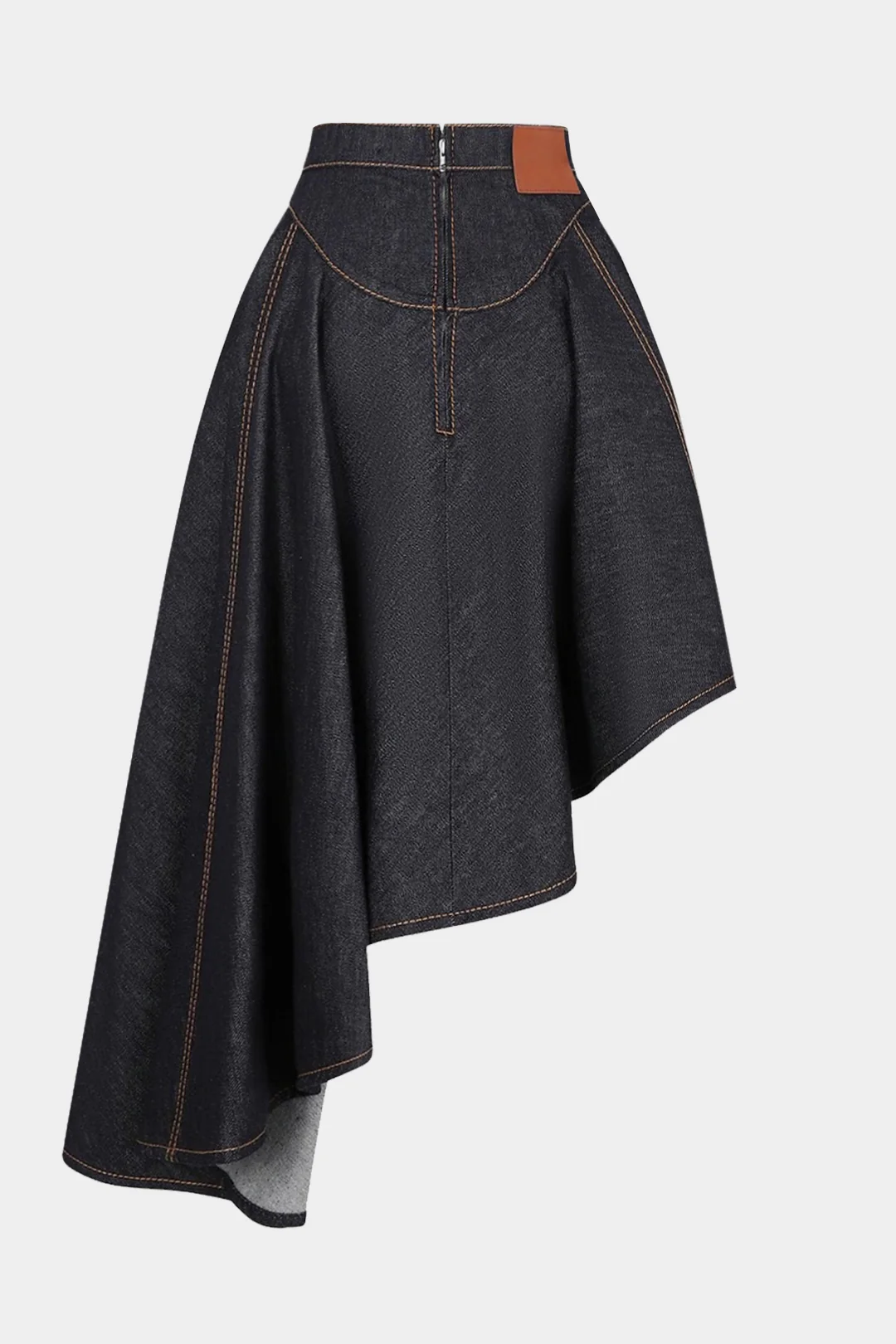 Denim Contrast Binding Ruffle Skirt