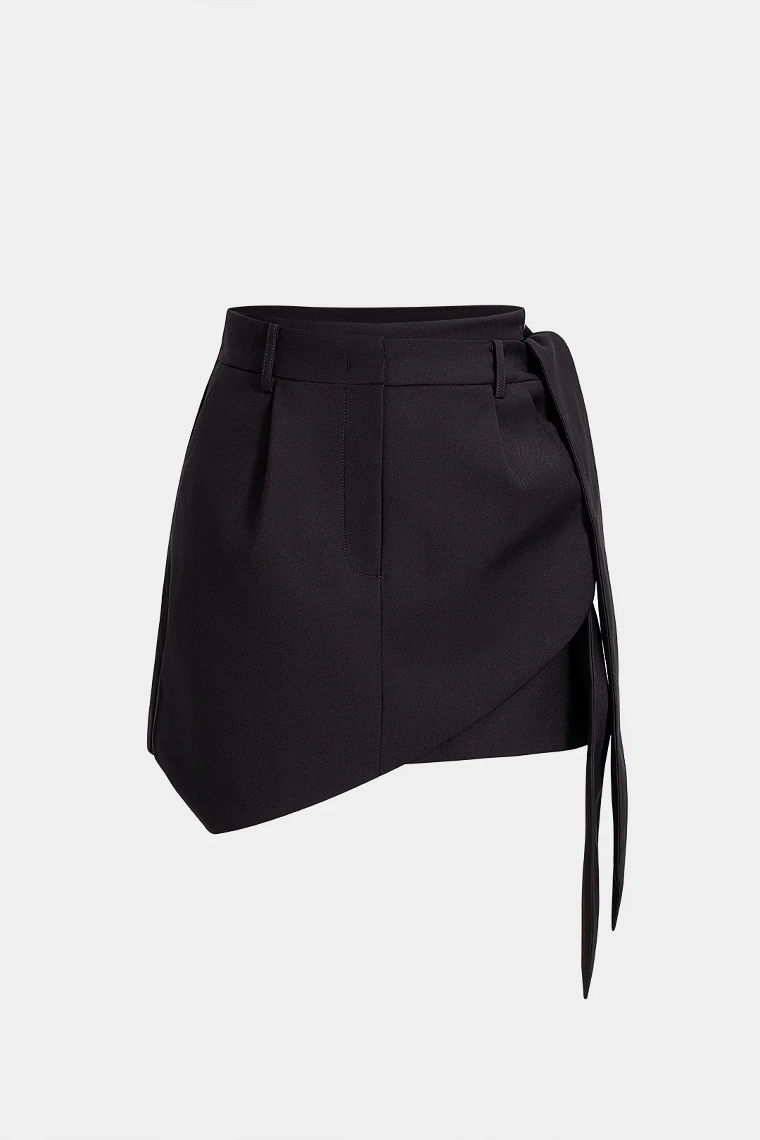 Zipper Tie-Up Mini Skirt