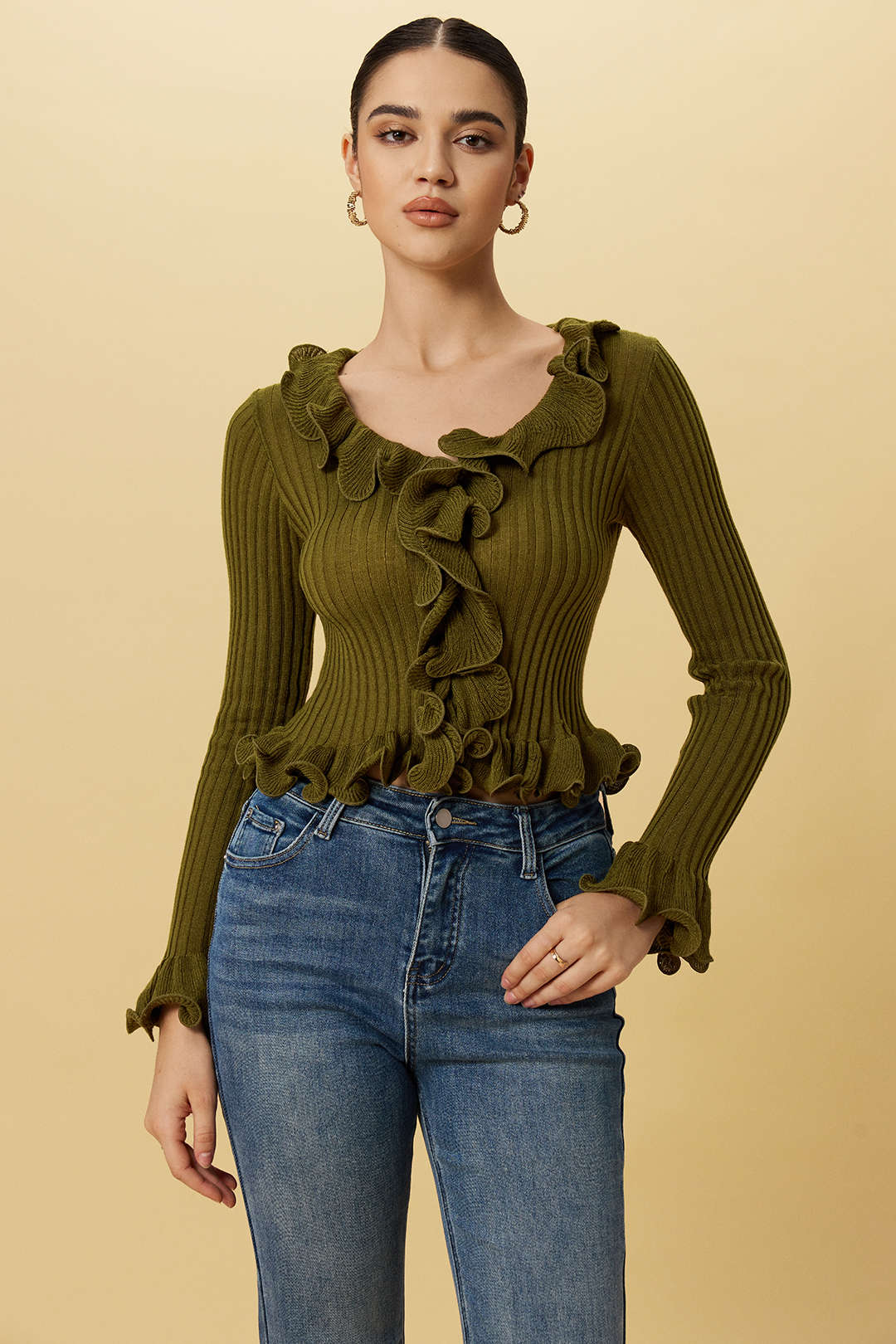 Ruffled Long Sleeve Top