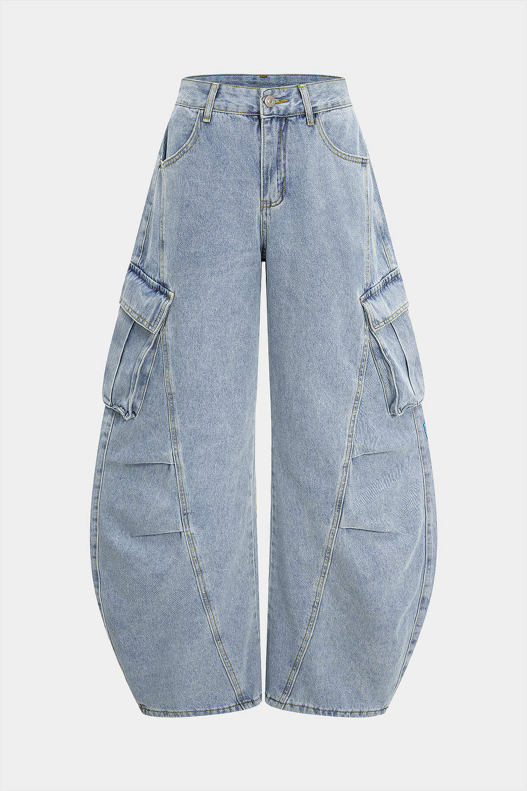 Denim Wide Leg Pocket Barrel Jeans