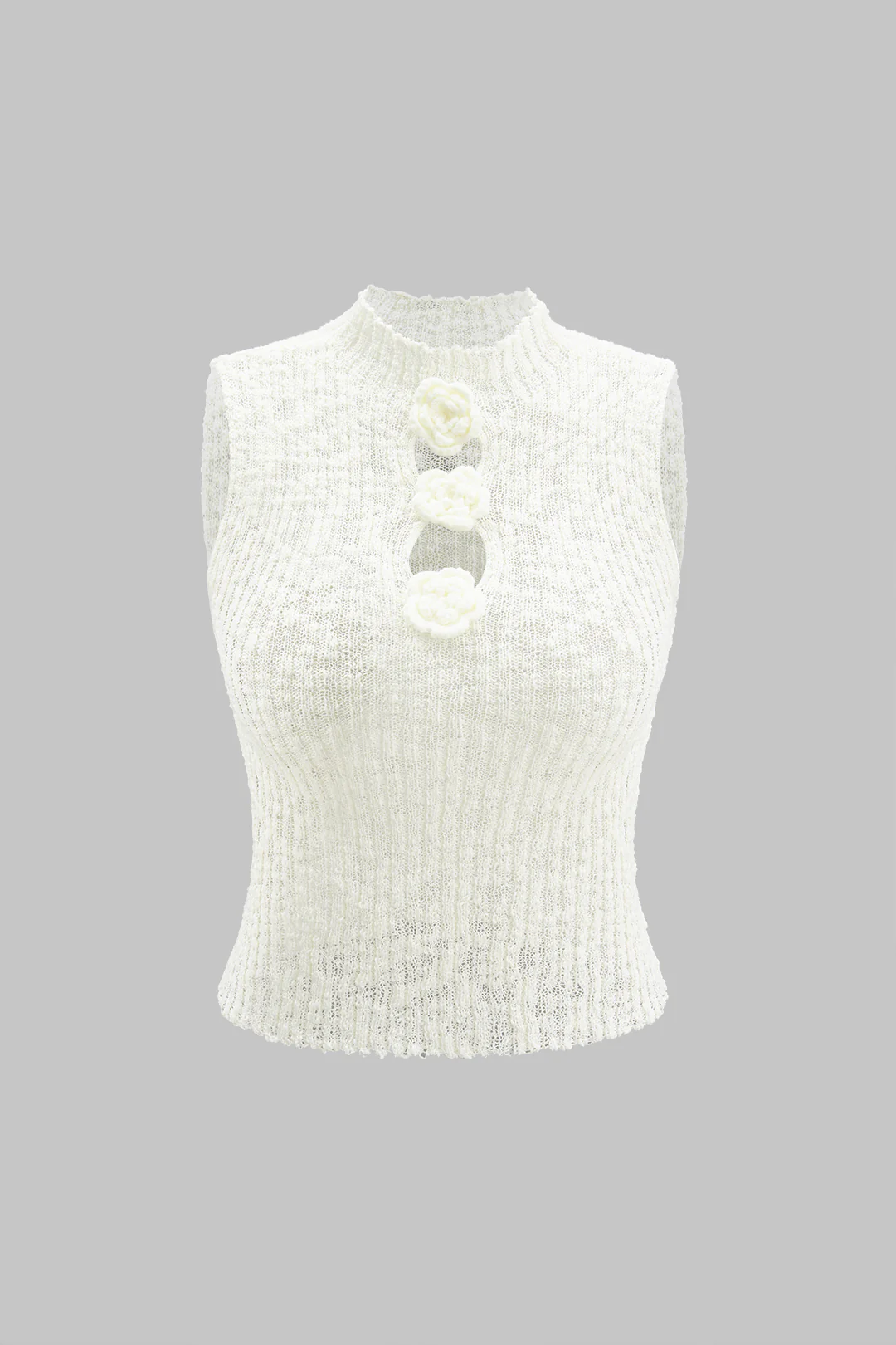 Knit Cut-Out 3D Floral Tank Top