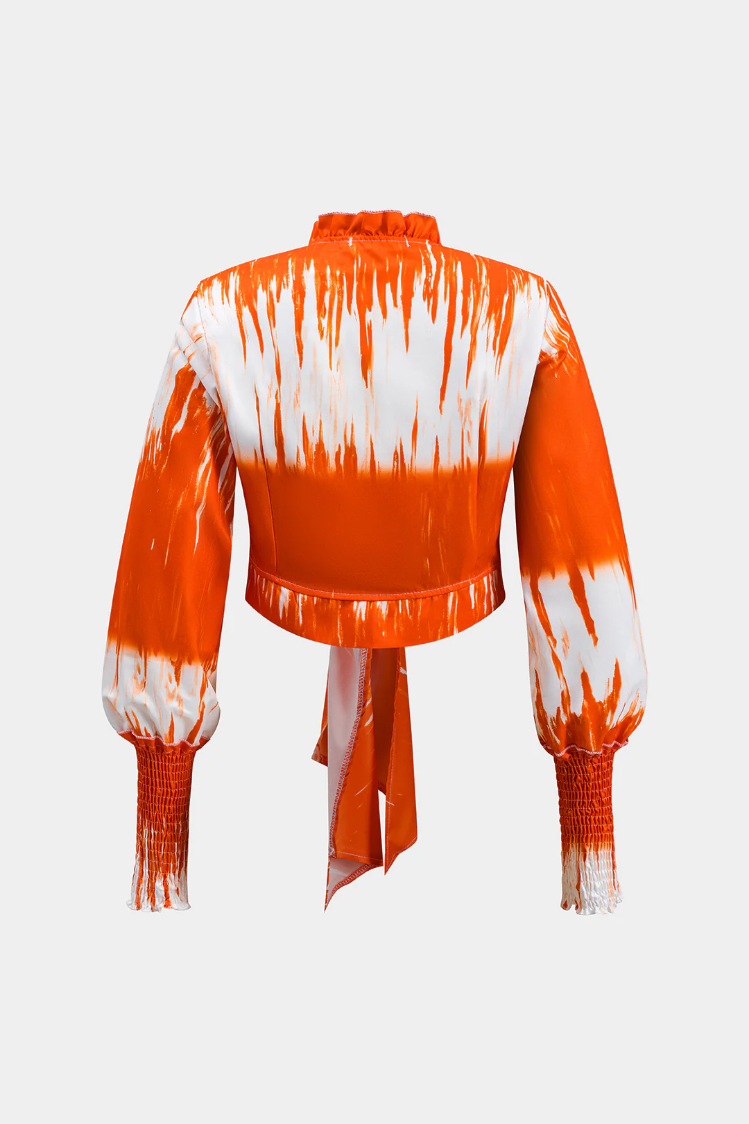 Tropical Print Ruffled V-Neck Tie-Front Top and Ruched High-Waist Wide-Leg Pants Set