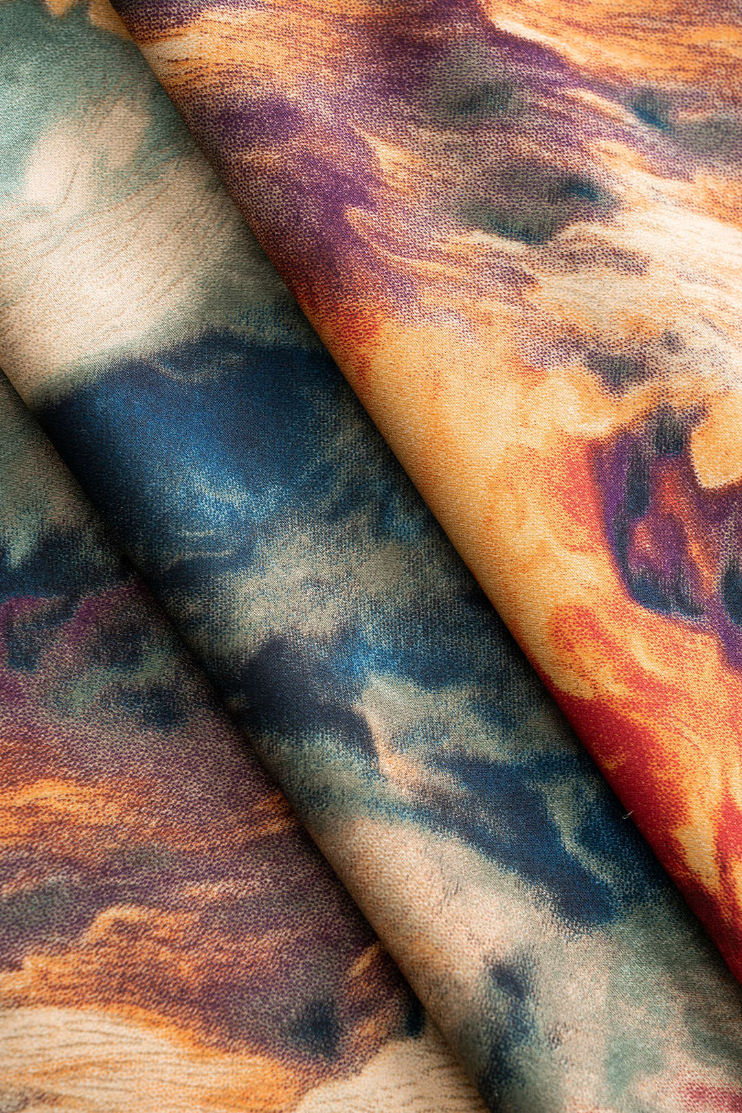 Abstract Tie-Dye Printed Satin Skirt