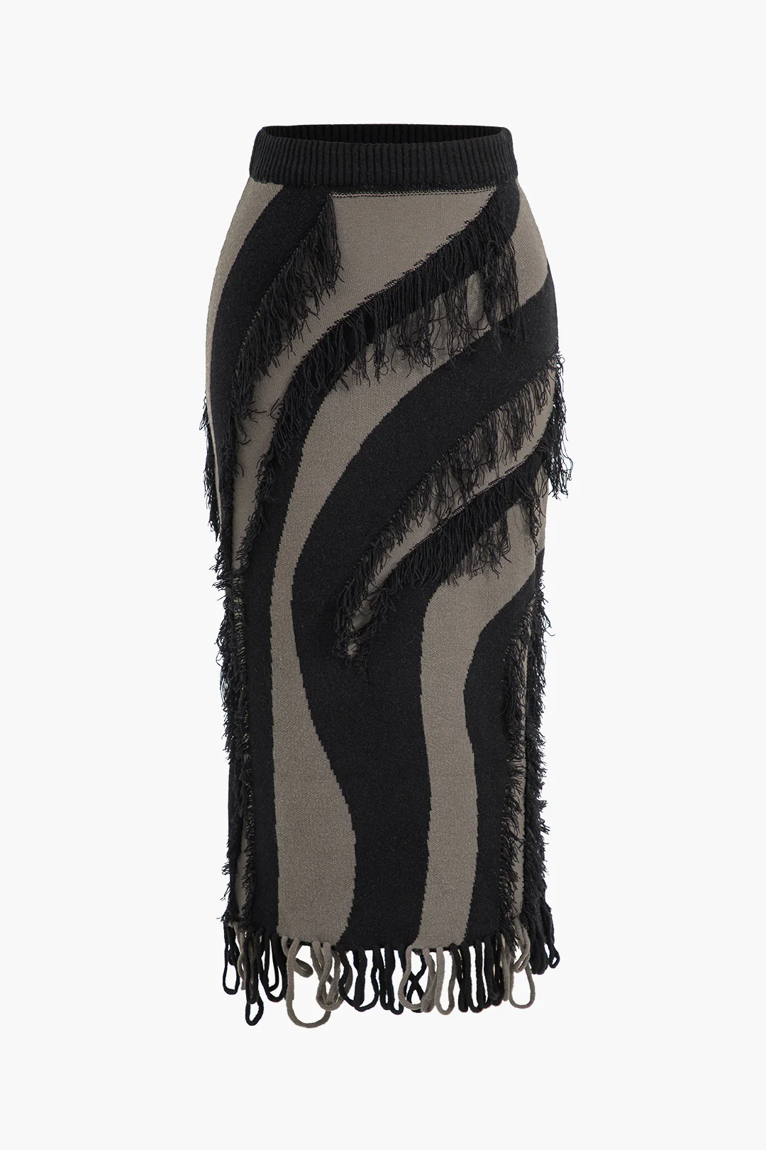 Contrasting Fringe Skirt