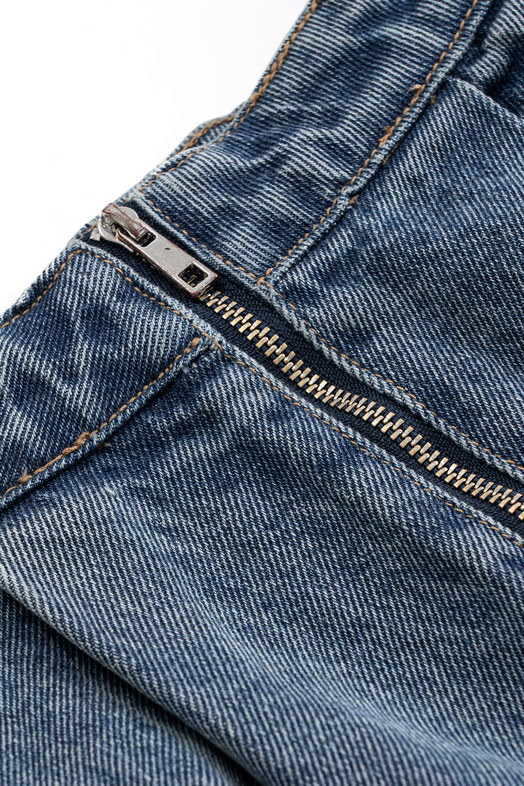 Denim Puff Hem Mini Skirt