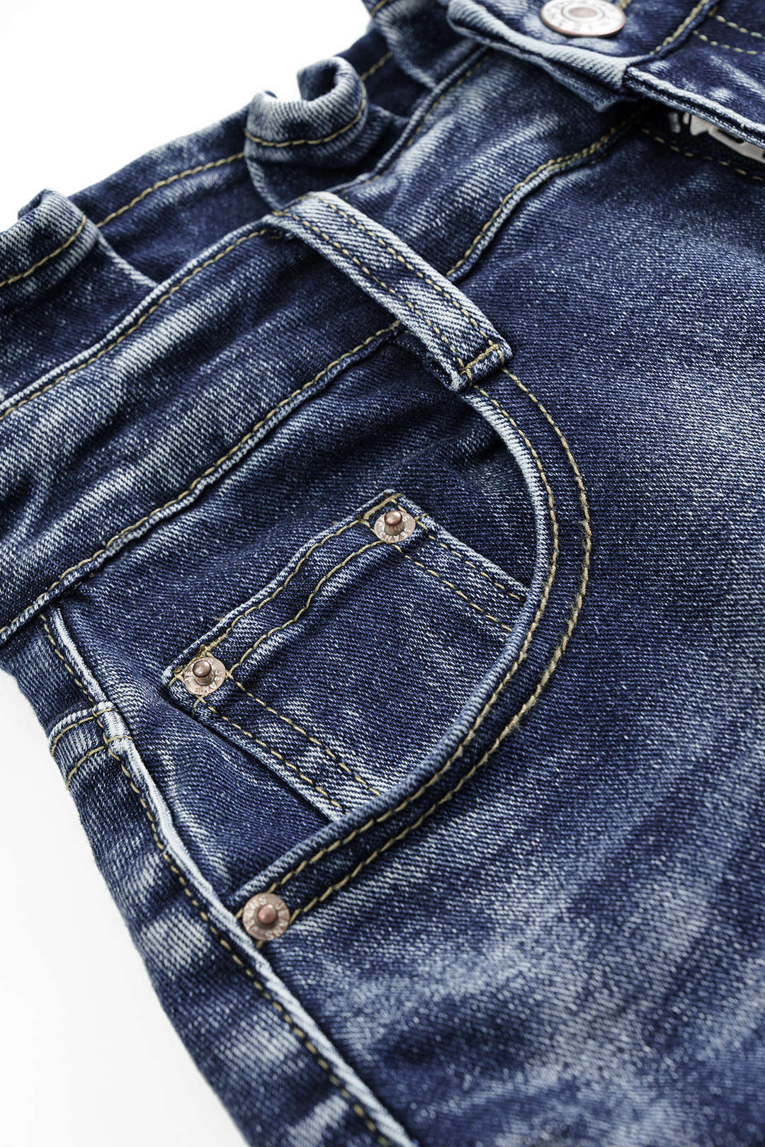 Denim Ruffle Asymmetrical Frayed Skirt