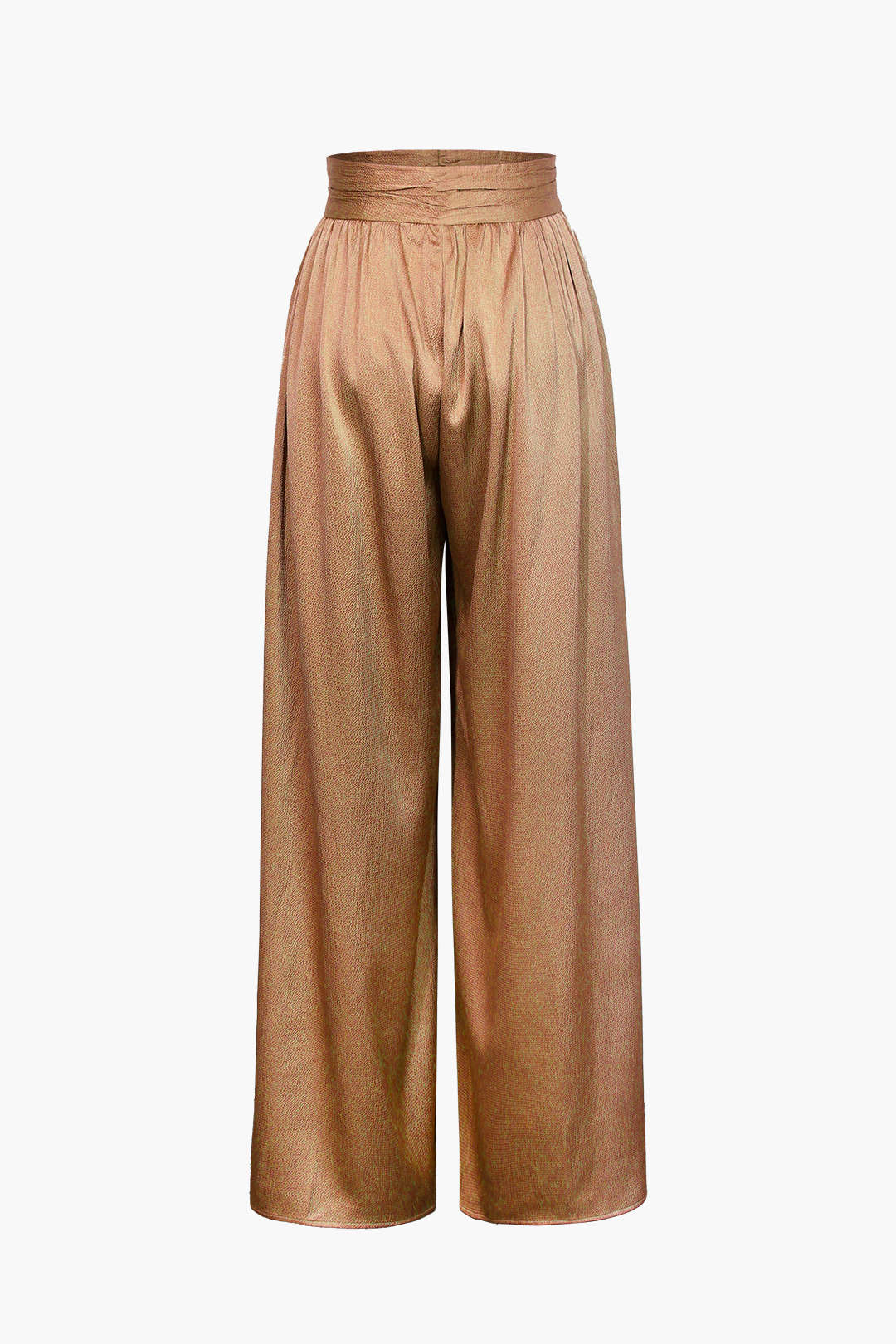 Simple Heavy Satin High-Waisted Wide-Leg Trousers