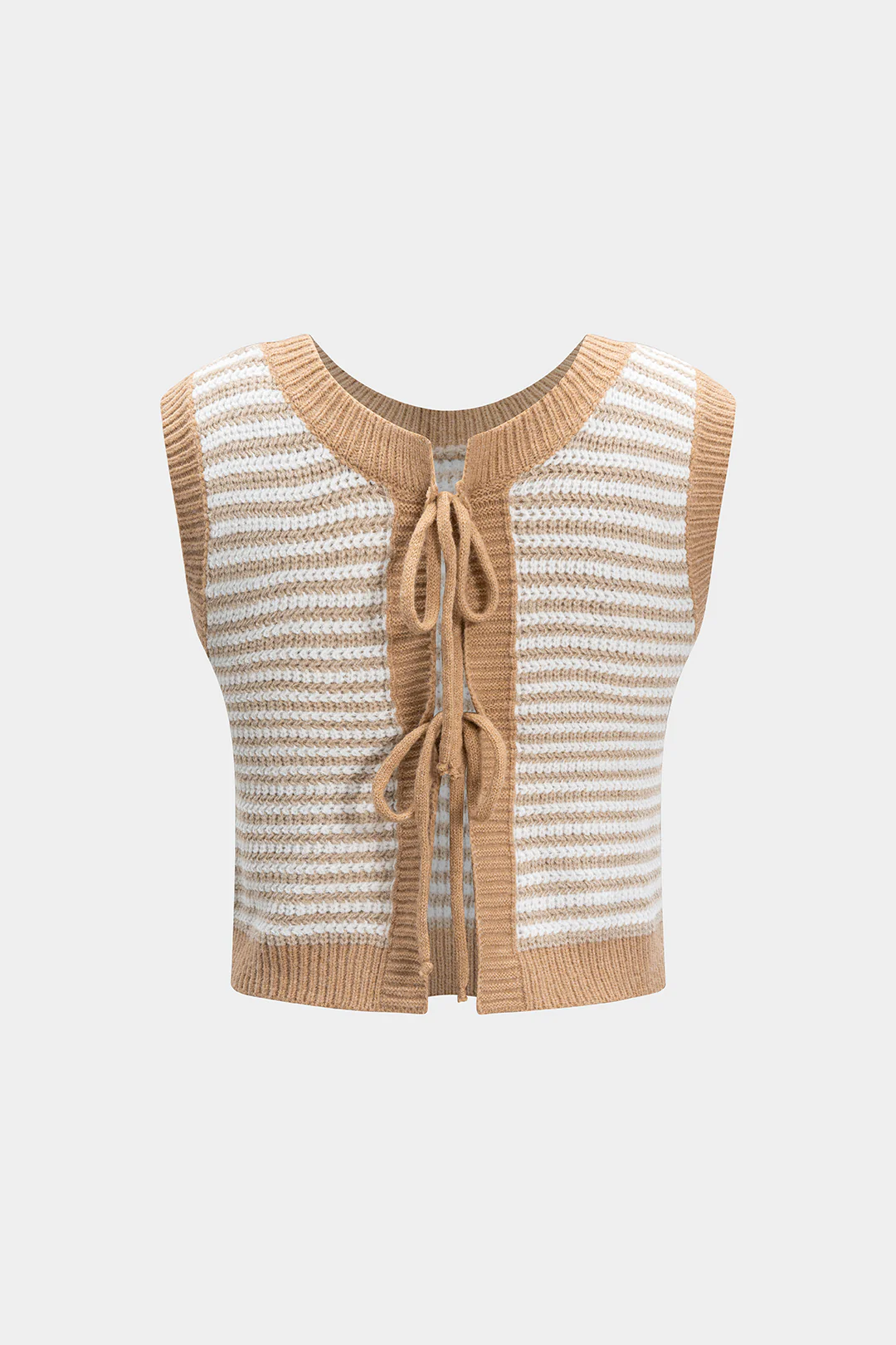 Knit Contrast Tie-Up Vest