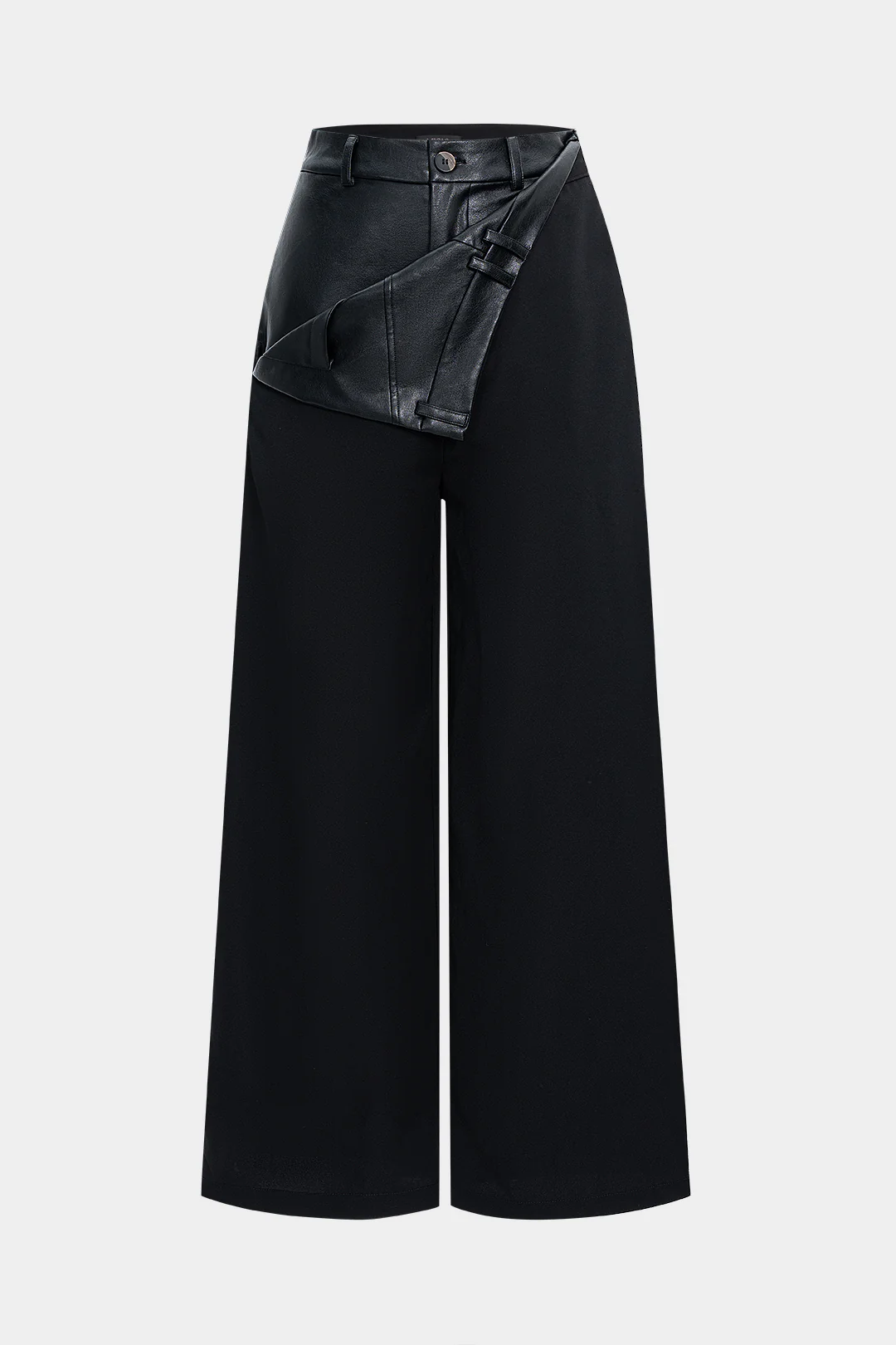 Faux Leather Patchwork Wide Leg Trousers