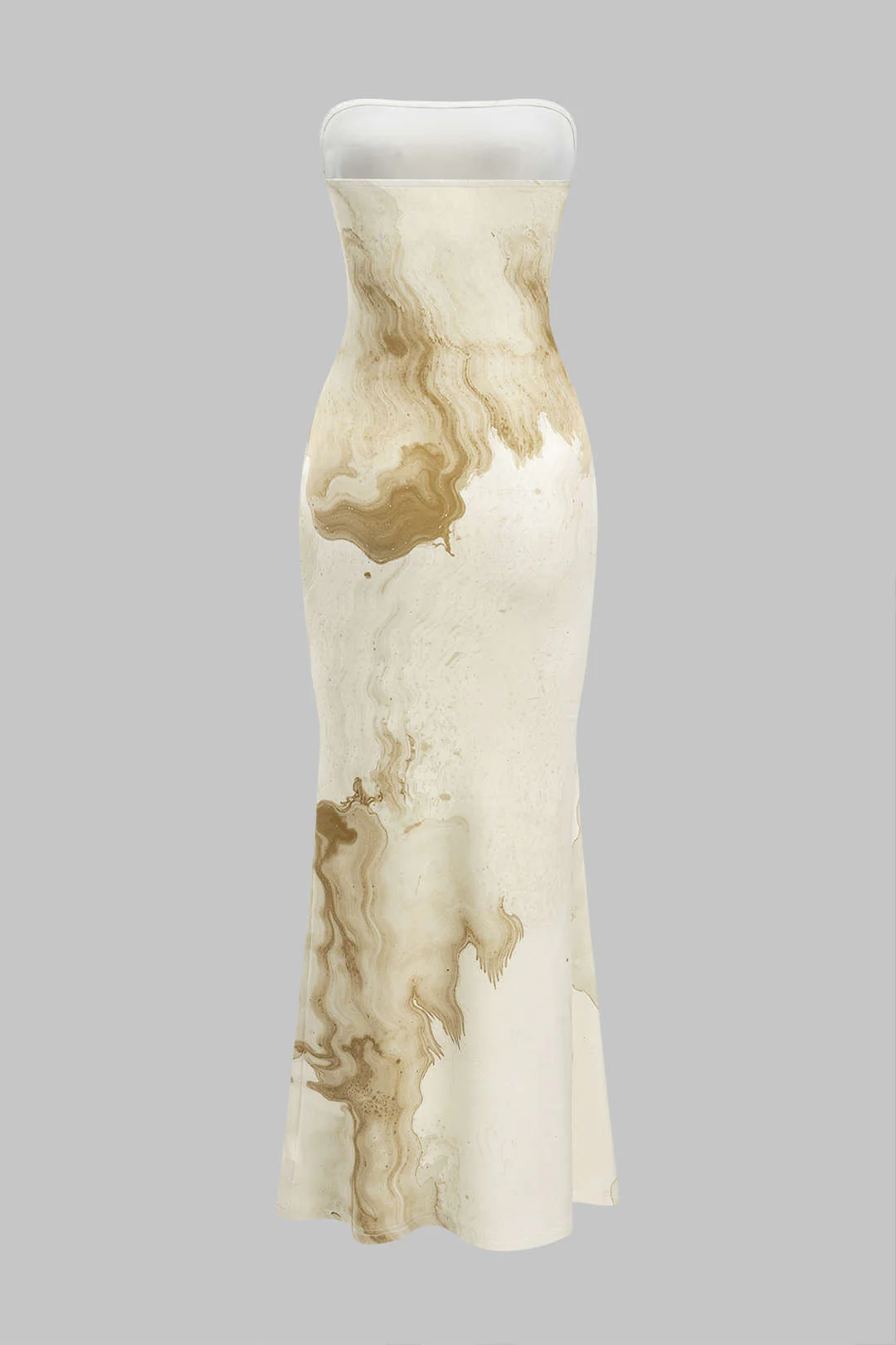 Marble Pattern Strapless Sleeveless Floor-Length Dress
