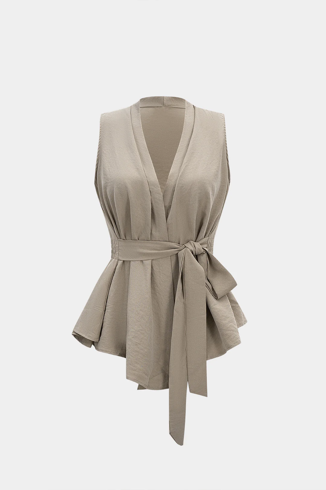 Tie-Up Ruched Smocked Tank Top