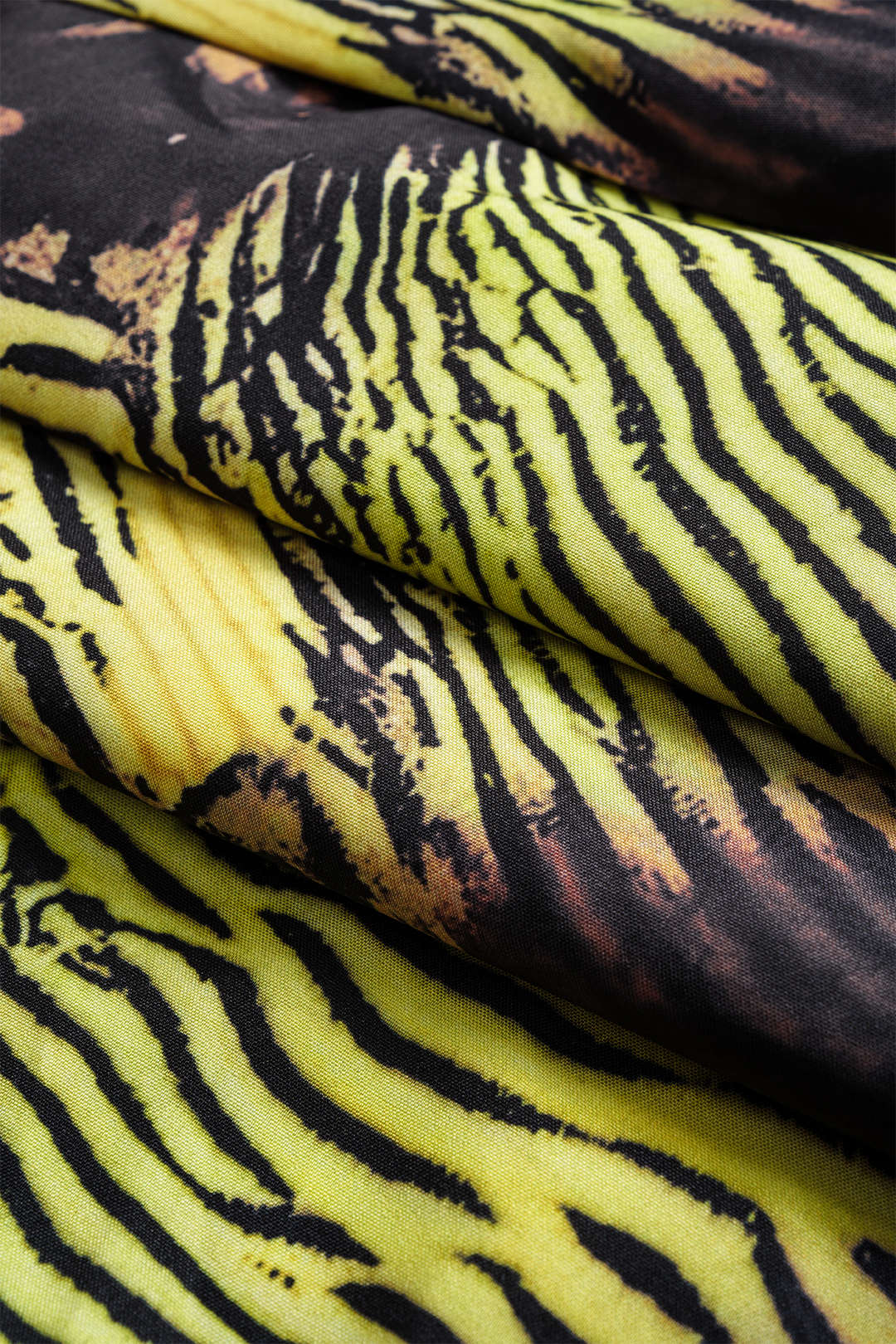 Tropical Print Metallic Chain Asymmetrical Sleeveless Mini Dress