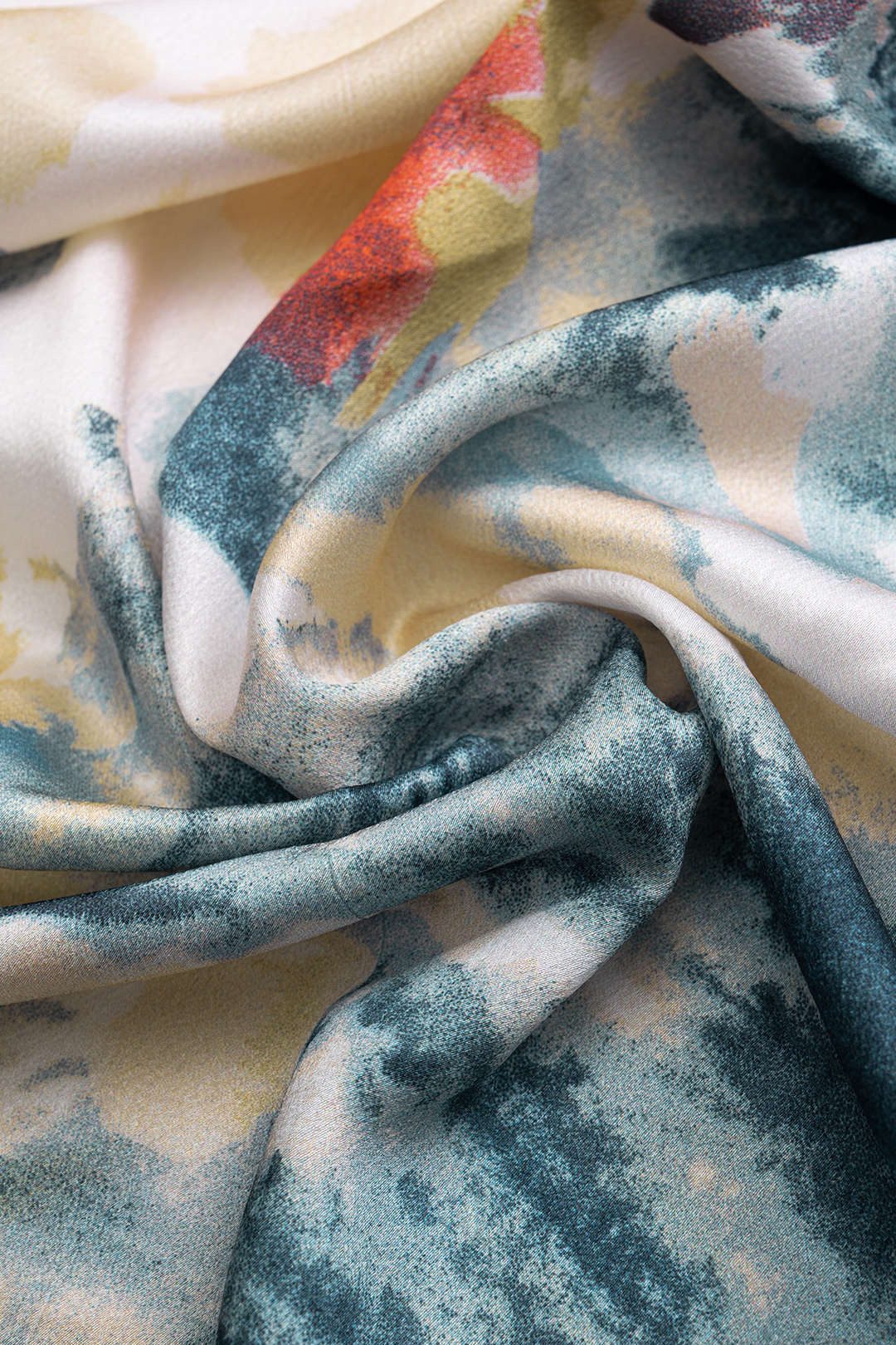 Plus Size Abstract Print Satin High-Waist Wrap Knot Skirt