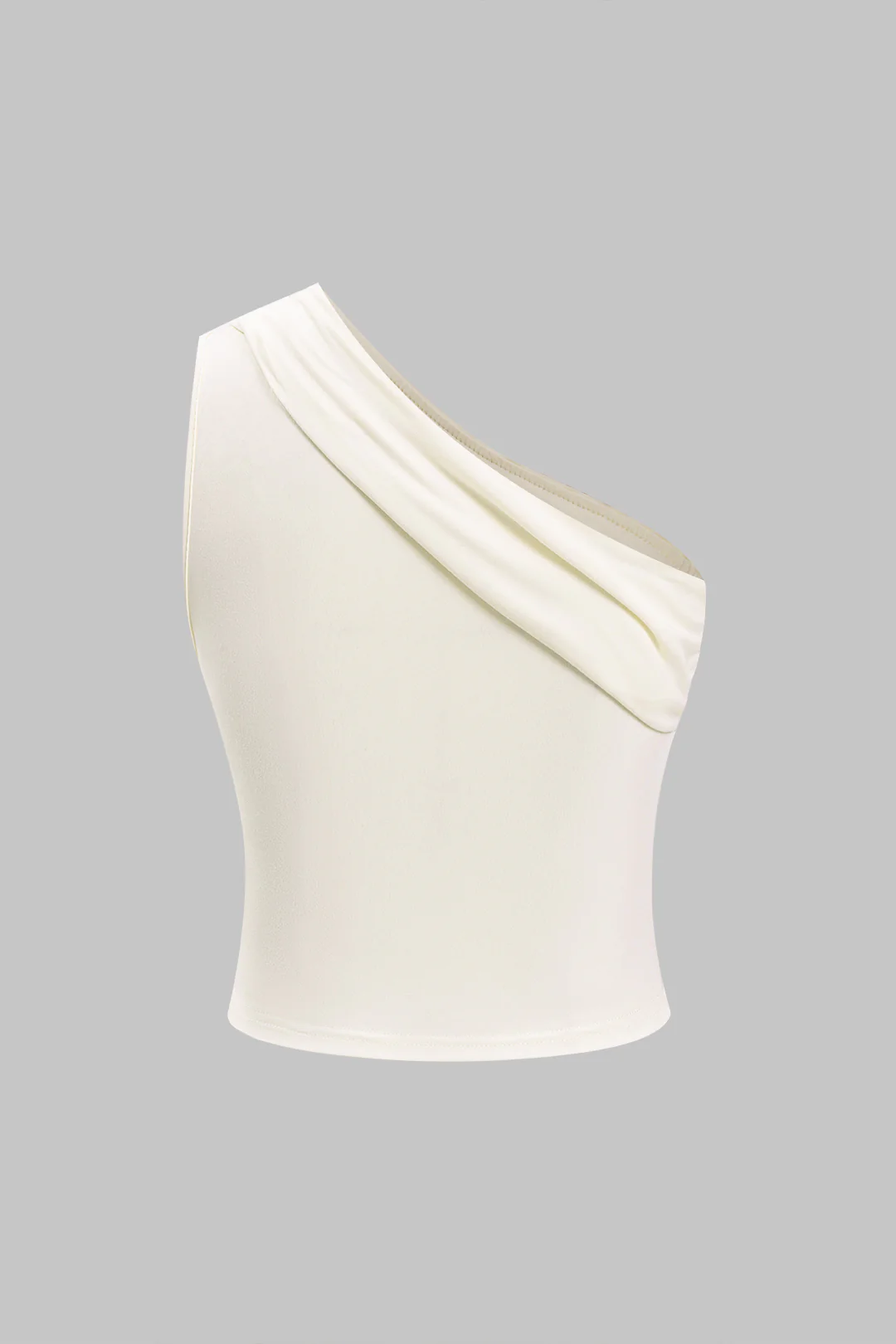 Solid Ruched Asymmetric Tank Top