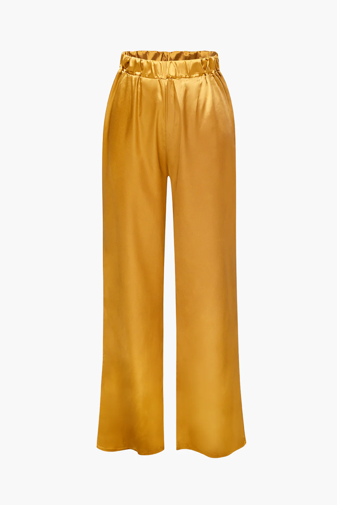 Satin Button-Up Long-Sleeve Shirt and Pants Ensemble