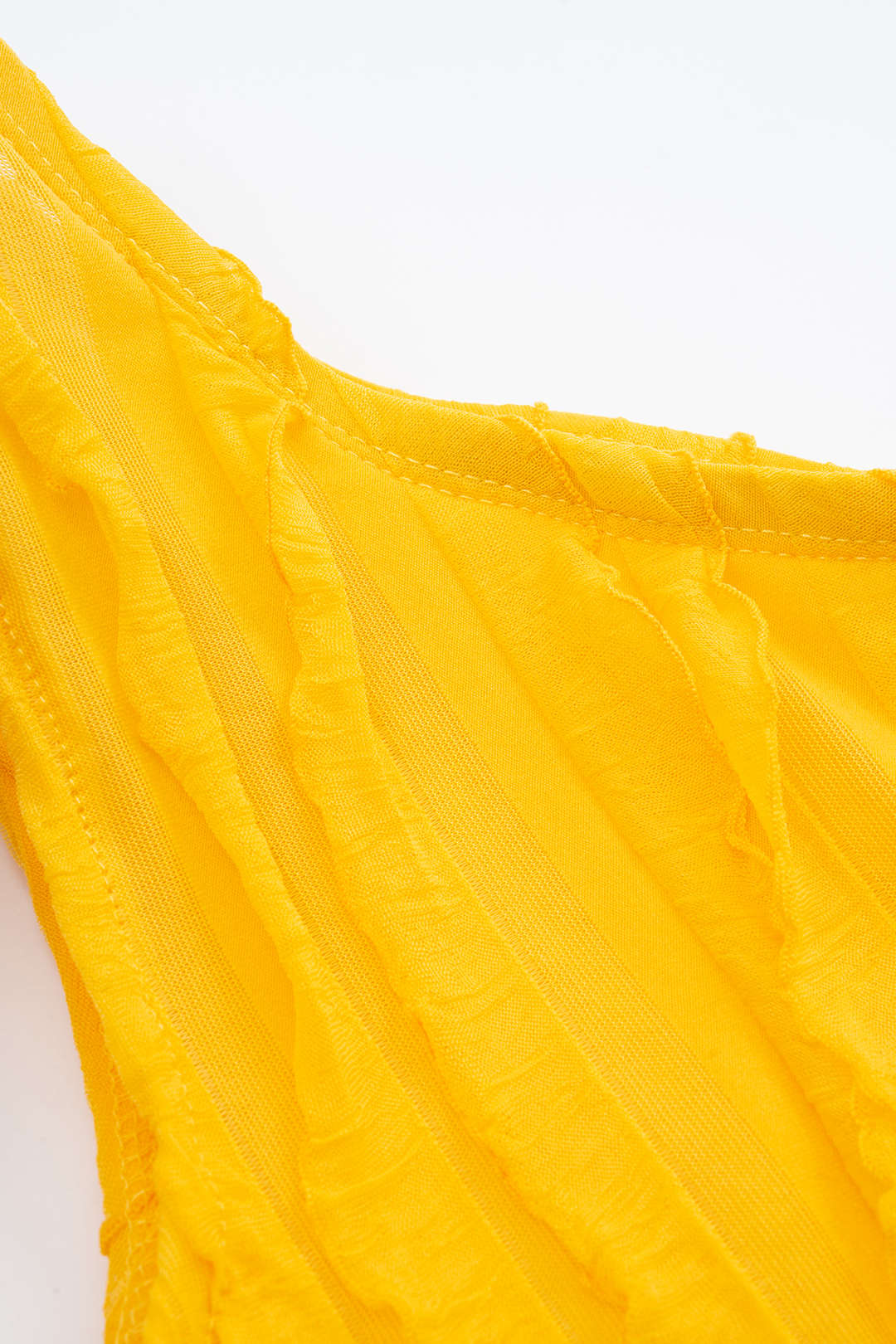 One-Shoulder Ruffle Sleeveless Slit Midi Dress