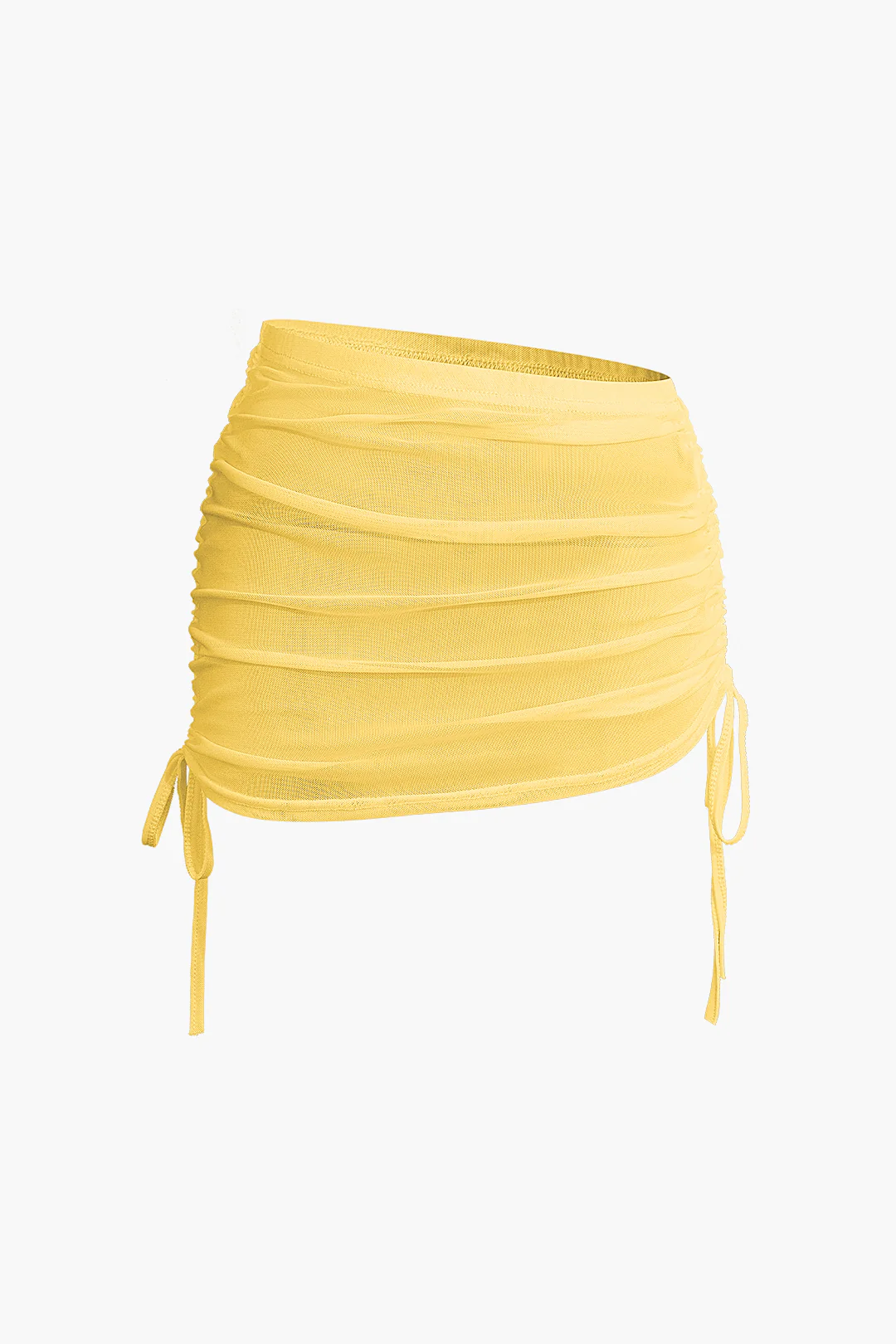 Cowl Neck Backless Tie Mesh Top and Asymmetrical Mini Skirt Outfit Set