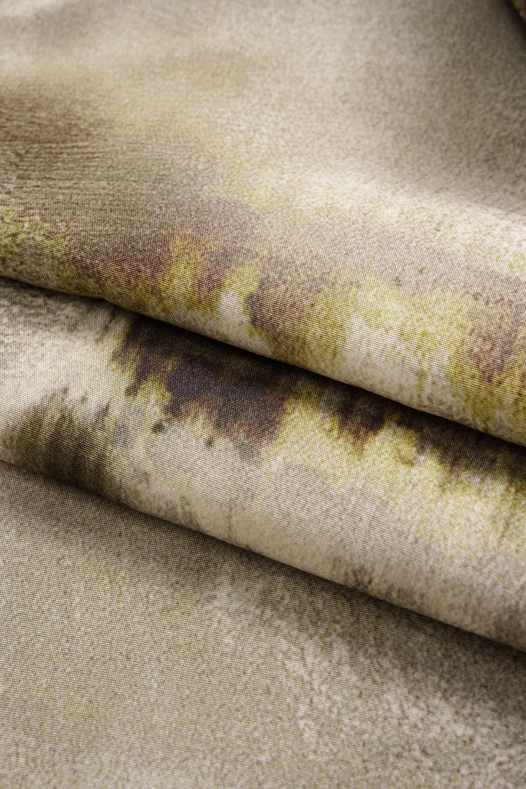 Tie Dye Print Satin Button Long-Sleeve Top