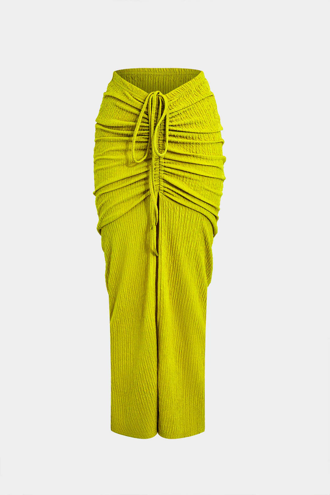 Textured Cropped Top and Drawstring Ruched Skirt Outfit Set