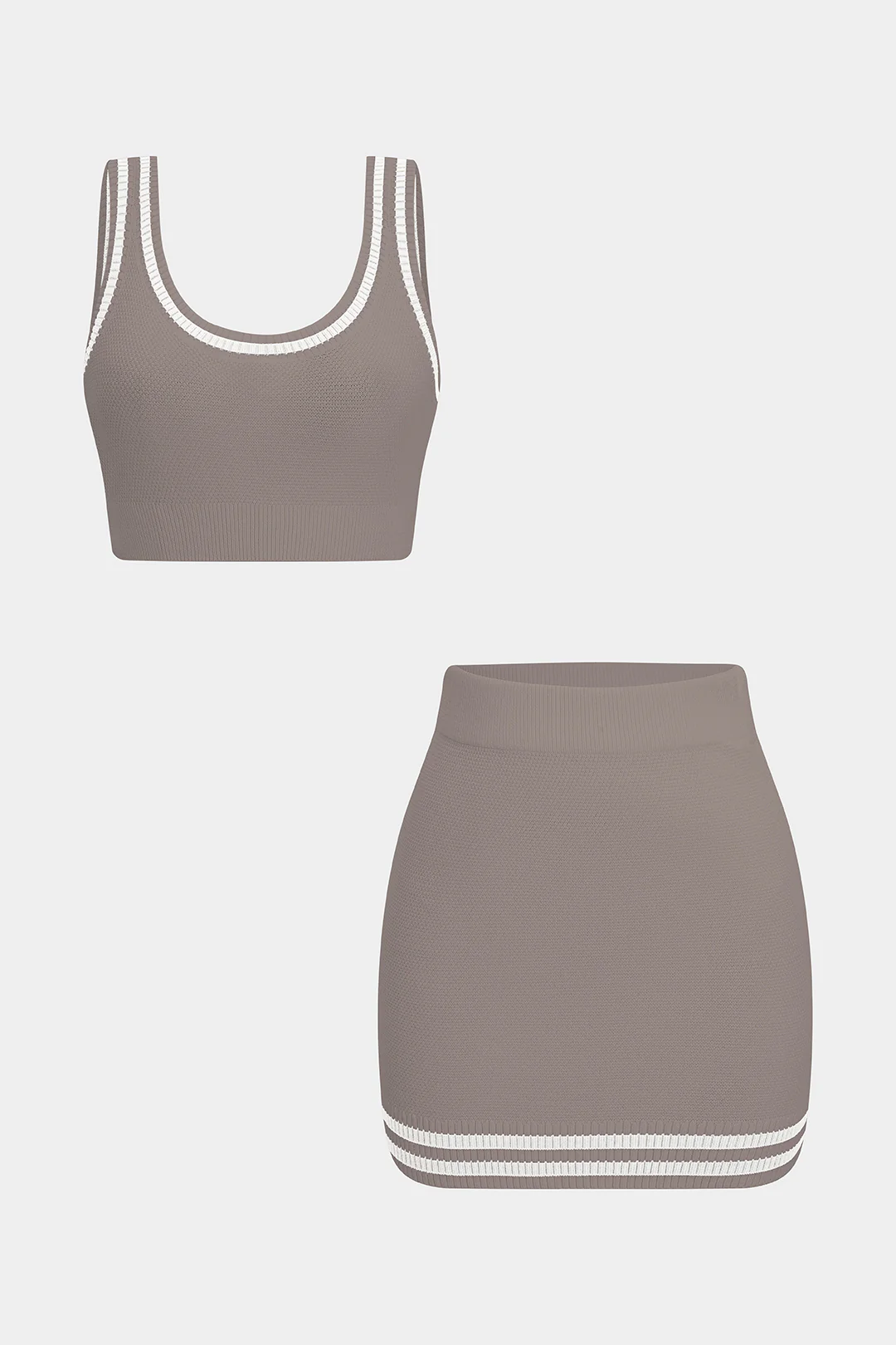 Contrasting Knit Camisole Top and Shorts Set