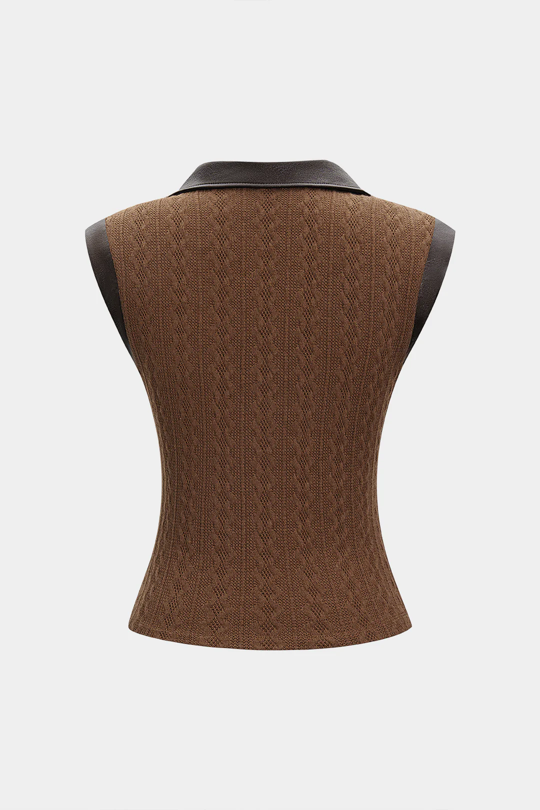 Faux Leather Patchwork Sleeveless Tee