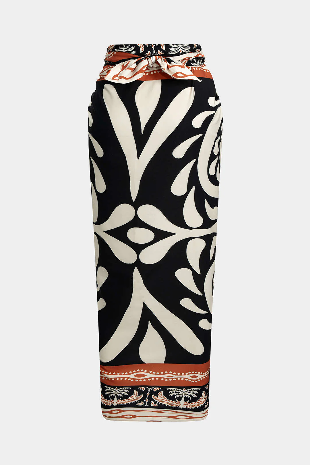 Vintage Print Chiffon Twist Knot Skirt