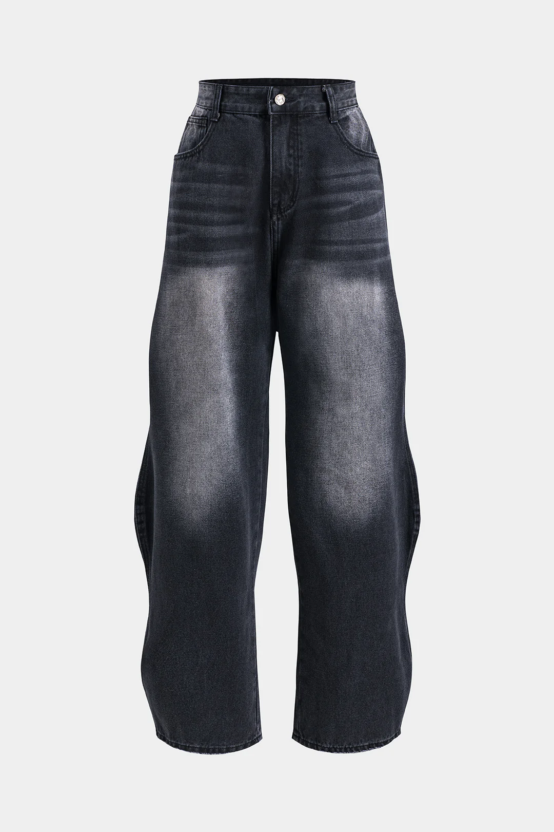 Button Pocket Wide Leg Denim Jeans