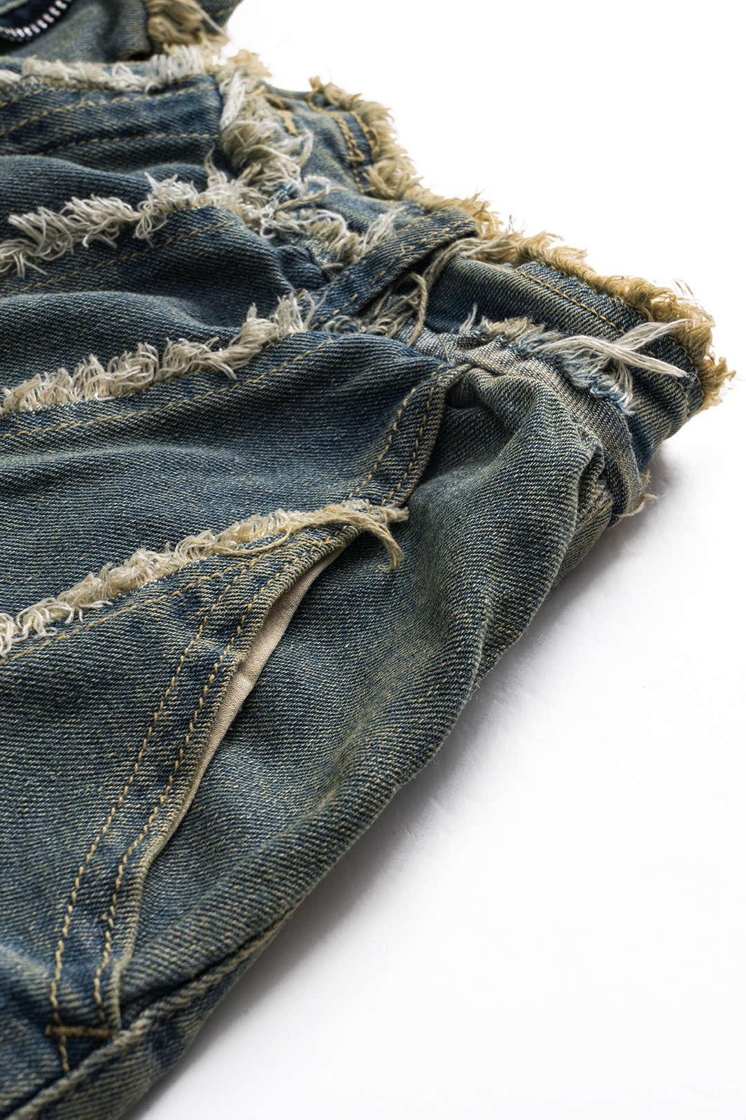 Faded Frayed Button Pocket Wide Leg Denim Jeans