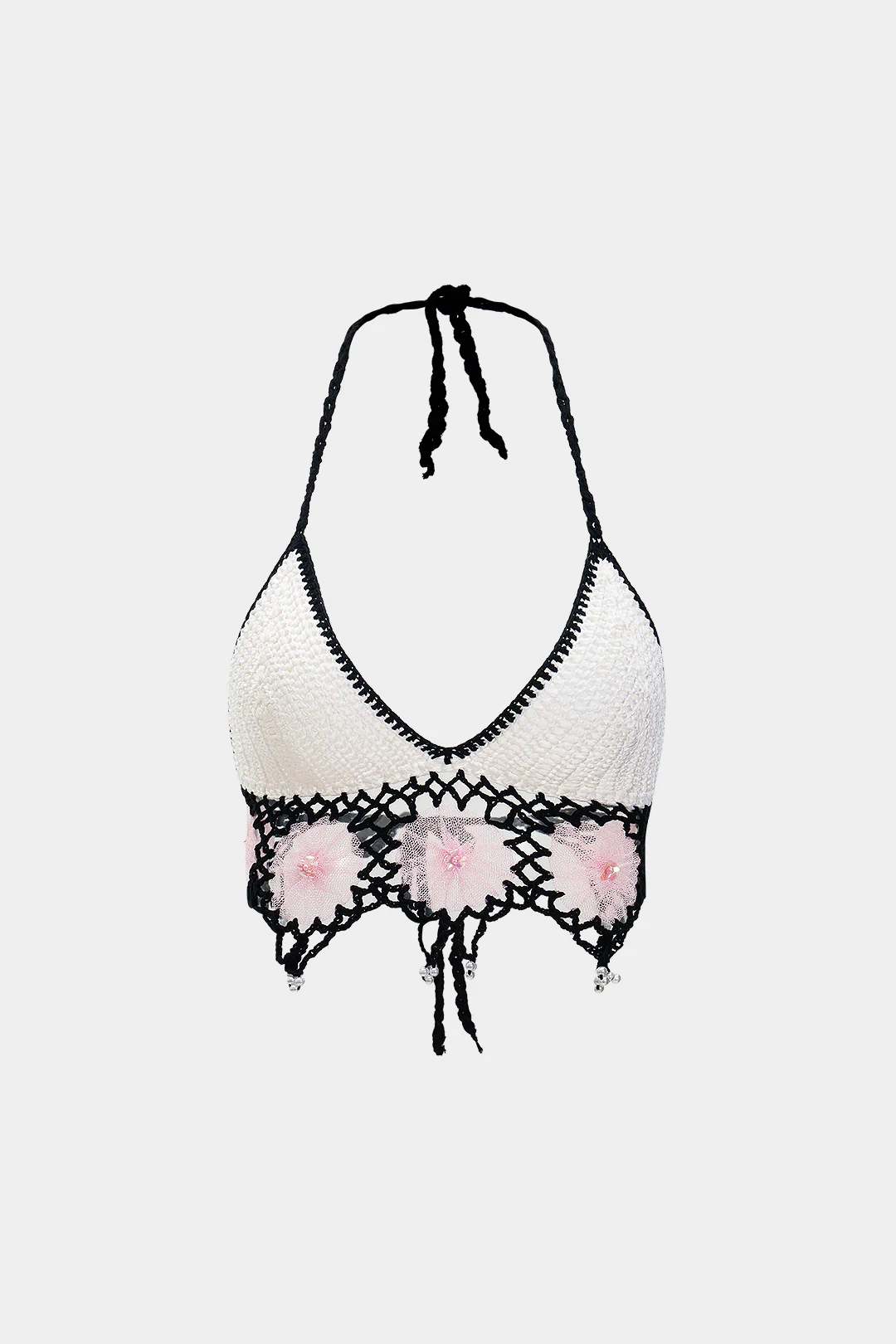 Knit Fringe Patchwork Strappy Camisole Top