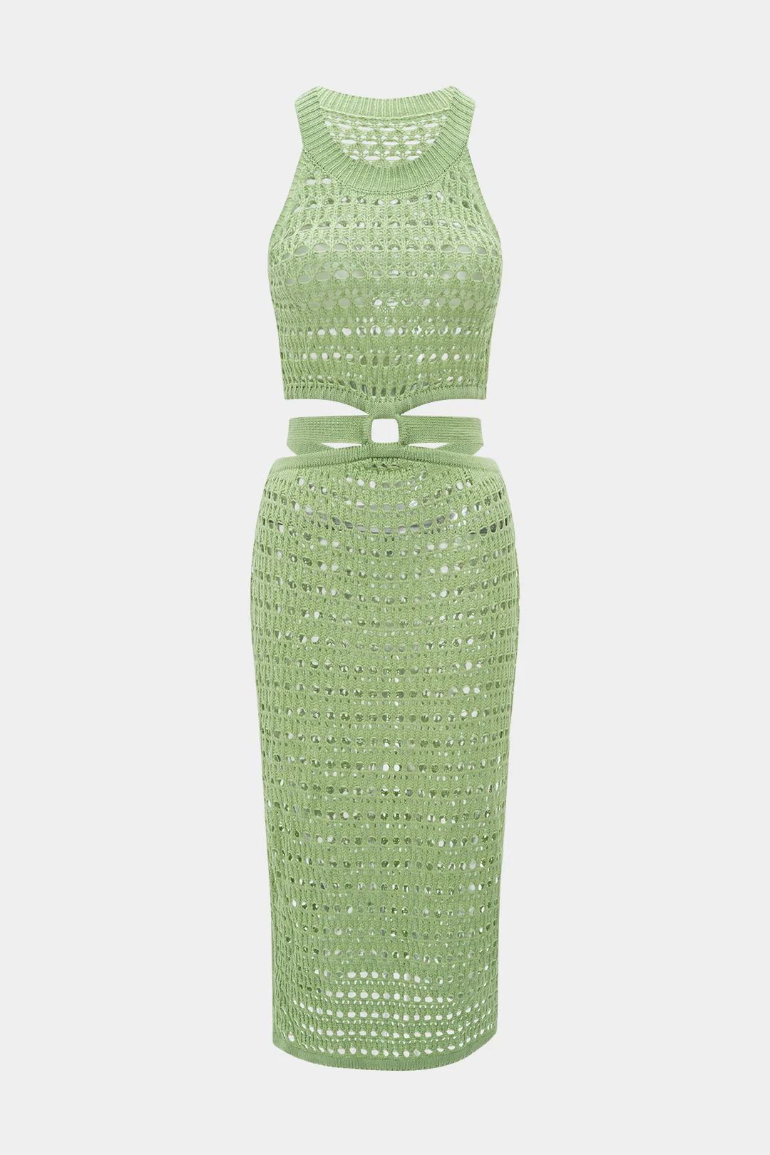 Knit Tank Hollow Out Sleeveless Slit Dress