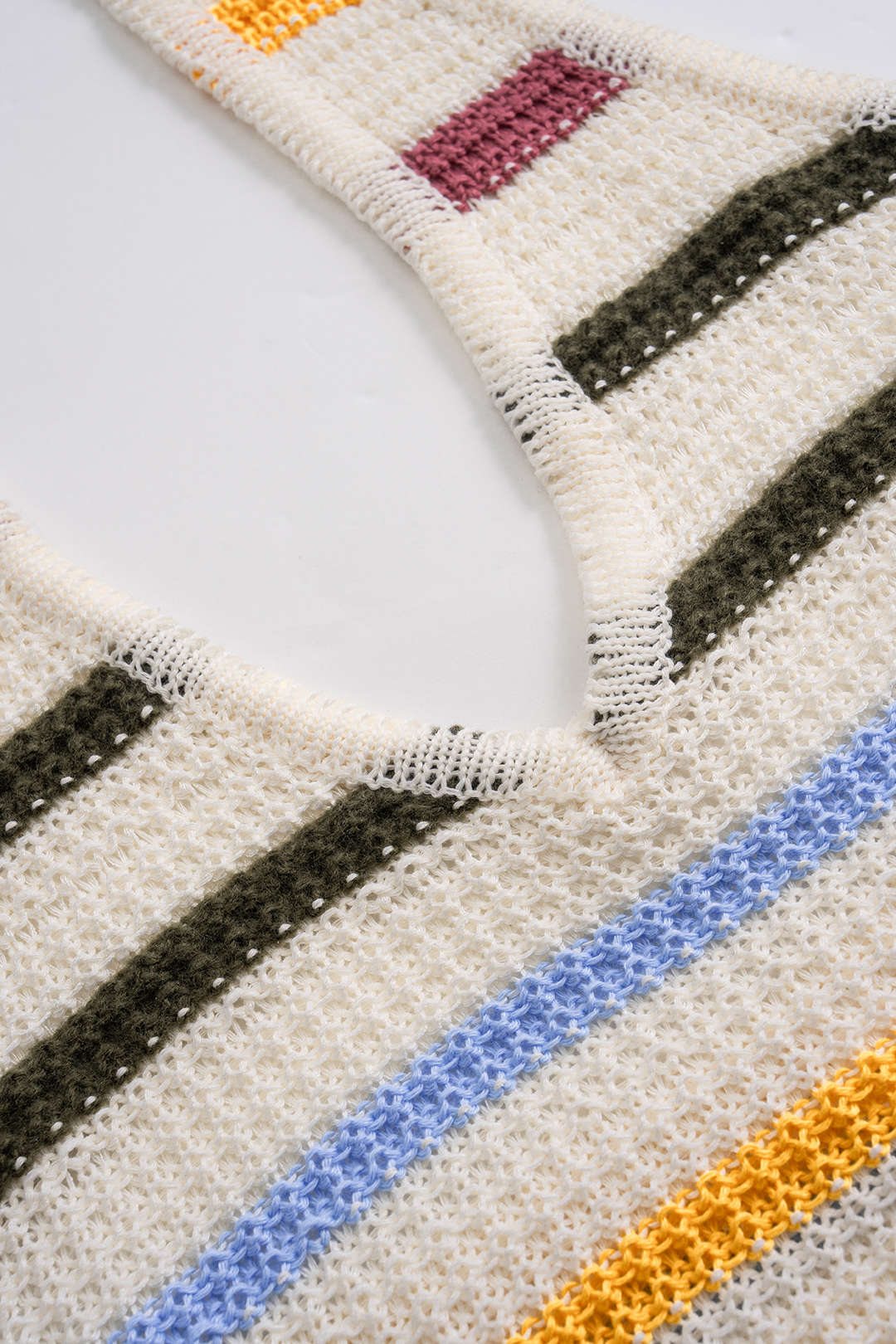 Knit Contrast Halter Neck Backless Tie-Up Tank Top