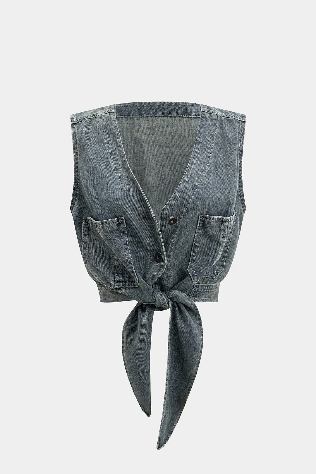 Denim Tie Front Vest