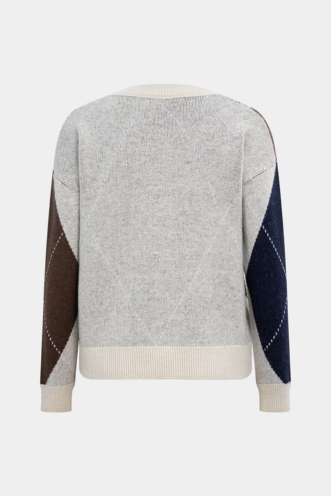 Contrasting Print Long-Sleeved Knit Top
