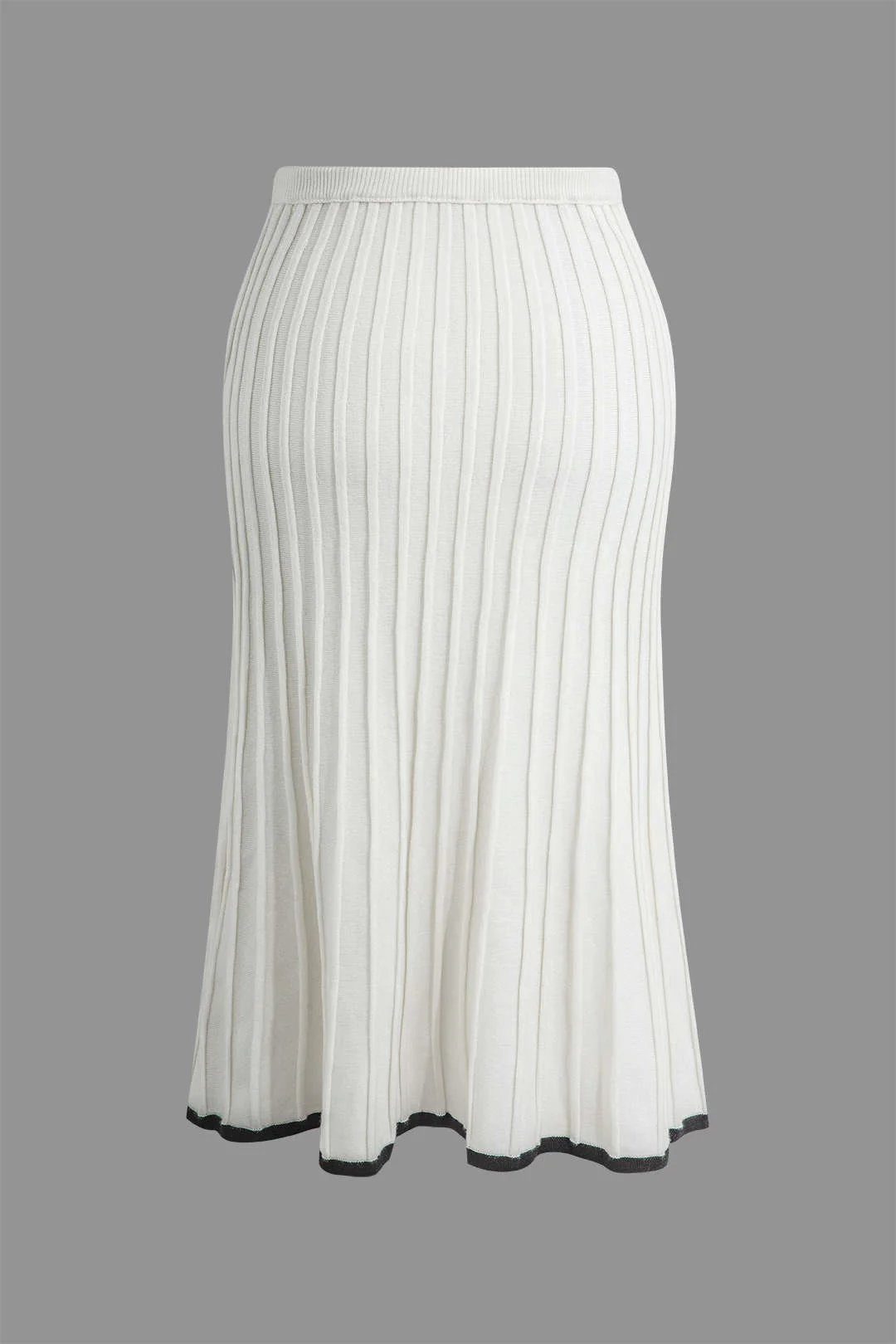 Plus Size Knitted Crop Top and Ribbed Knit Skirt Set