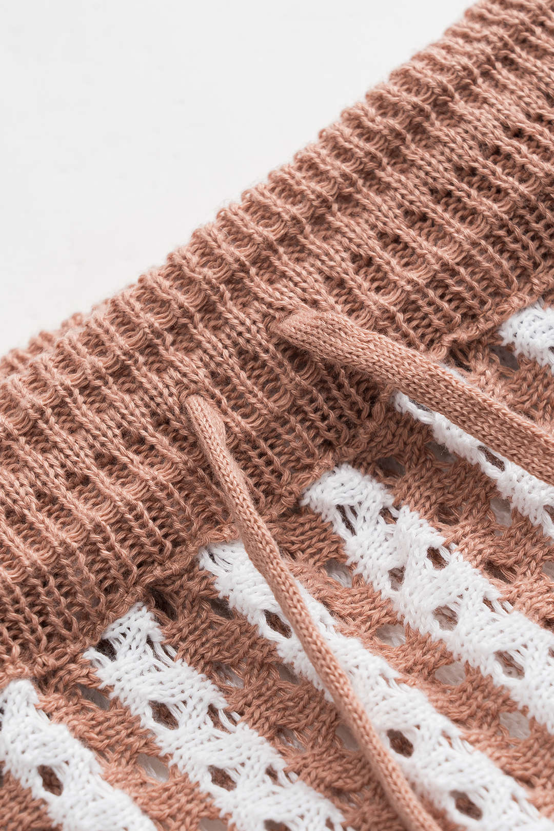 Knit Hollow-Out V-Neck Tie-Front Tank Top and Drawstring Slit Skirt Set