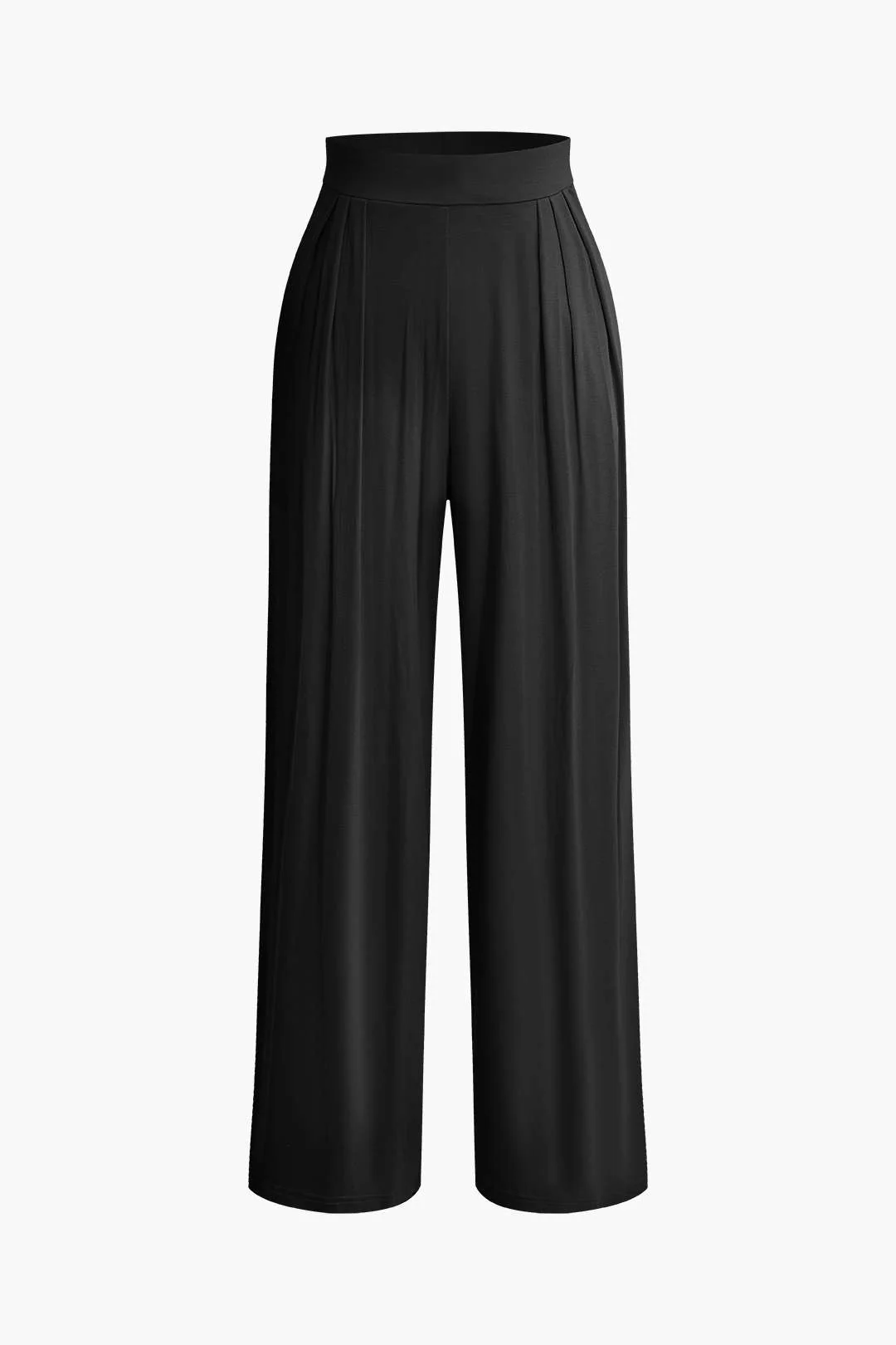 Tie Knot Front Ruched Tube Top and Pleated Wide-Leg Pants Set