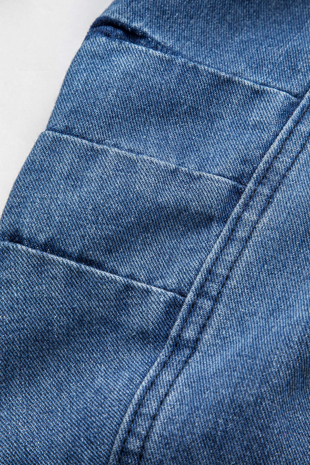 Denim Patchwork Button Round Neck Pocket Outerwear