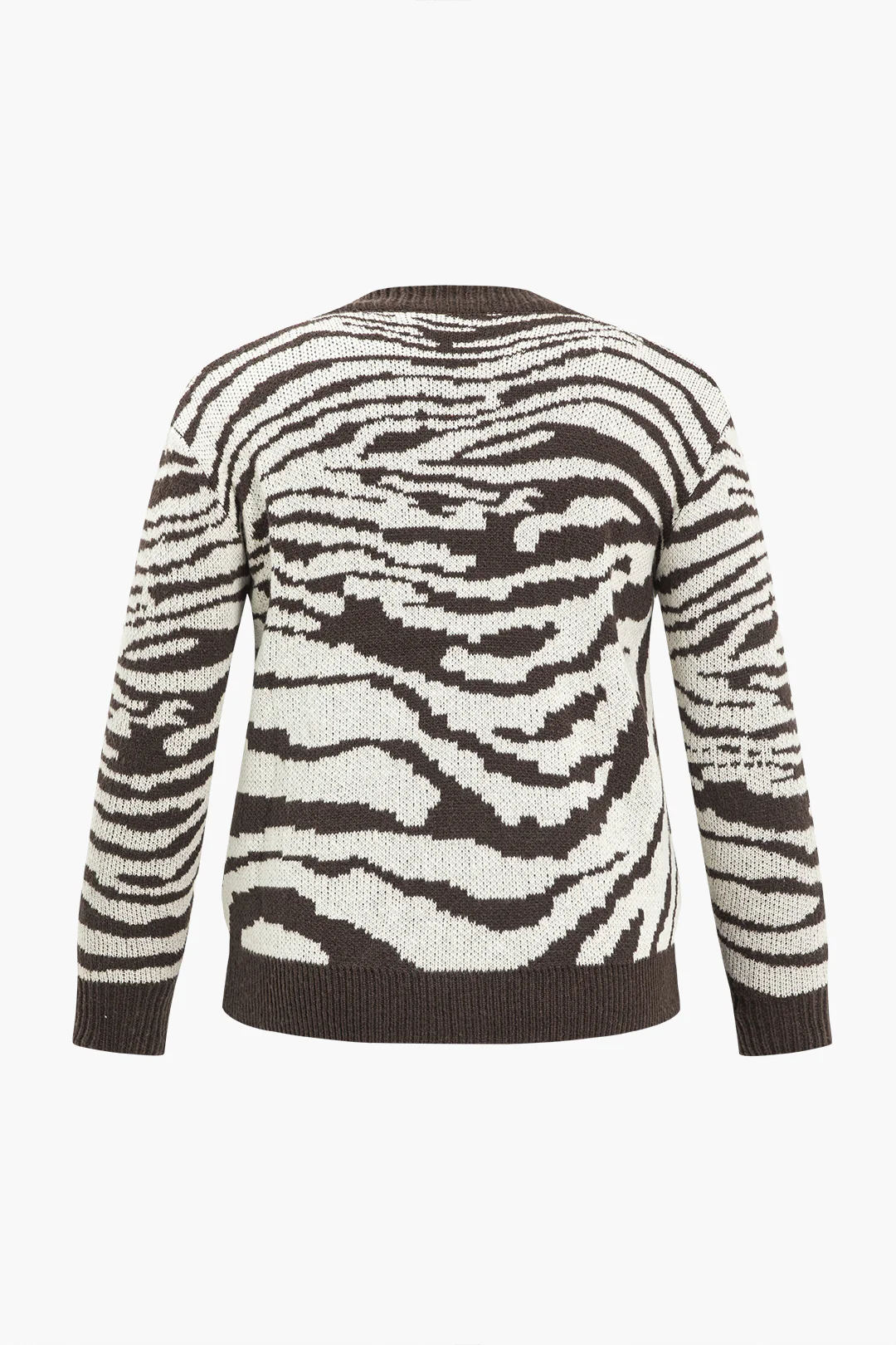 Plus Size Zebra Stripe Knitted Cardigan