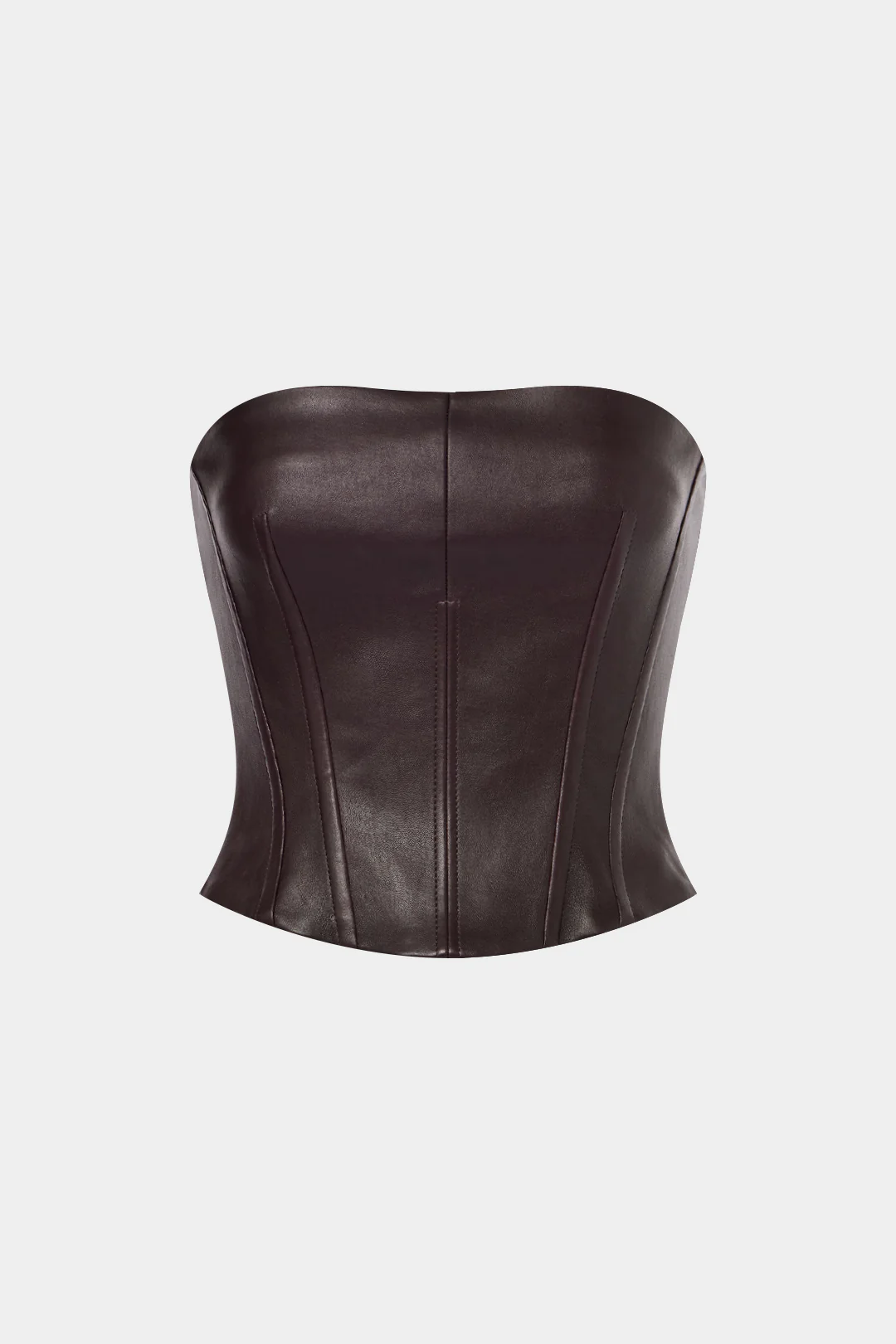 Faux Leather Waist Cinching Hook-and-Eye Tube Top