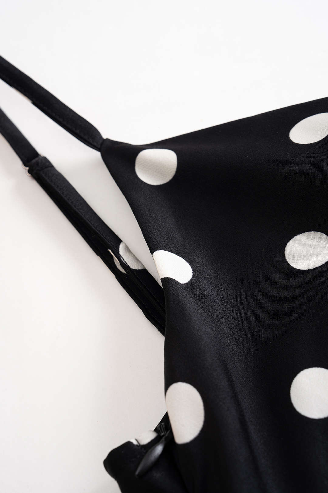 Contrast Polka Dots Print Cowl Neck Slip Sleeveless Midi Dress