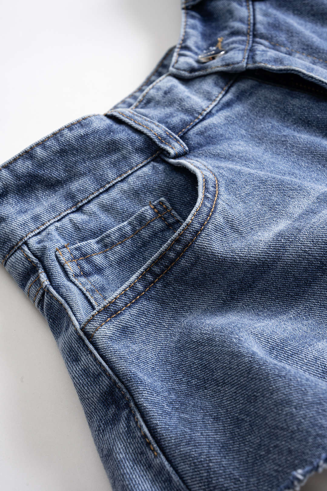 Denim Patchwork Frayed Wide-Leg Shorts