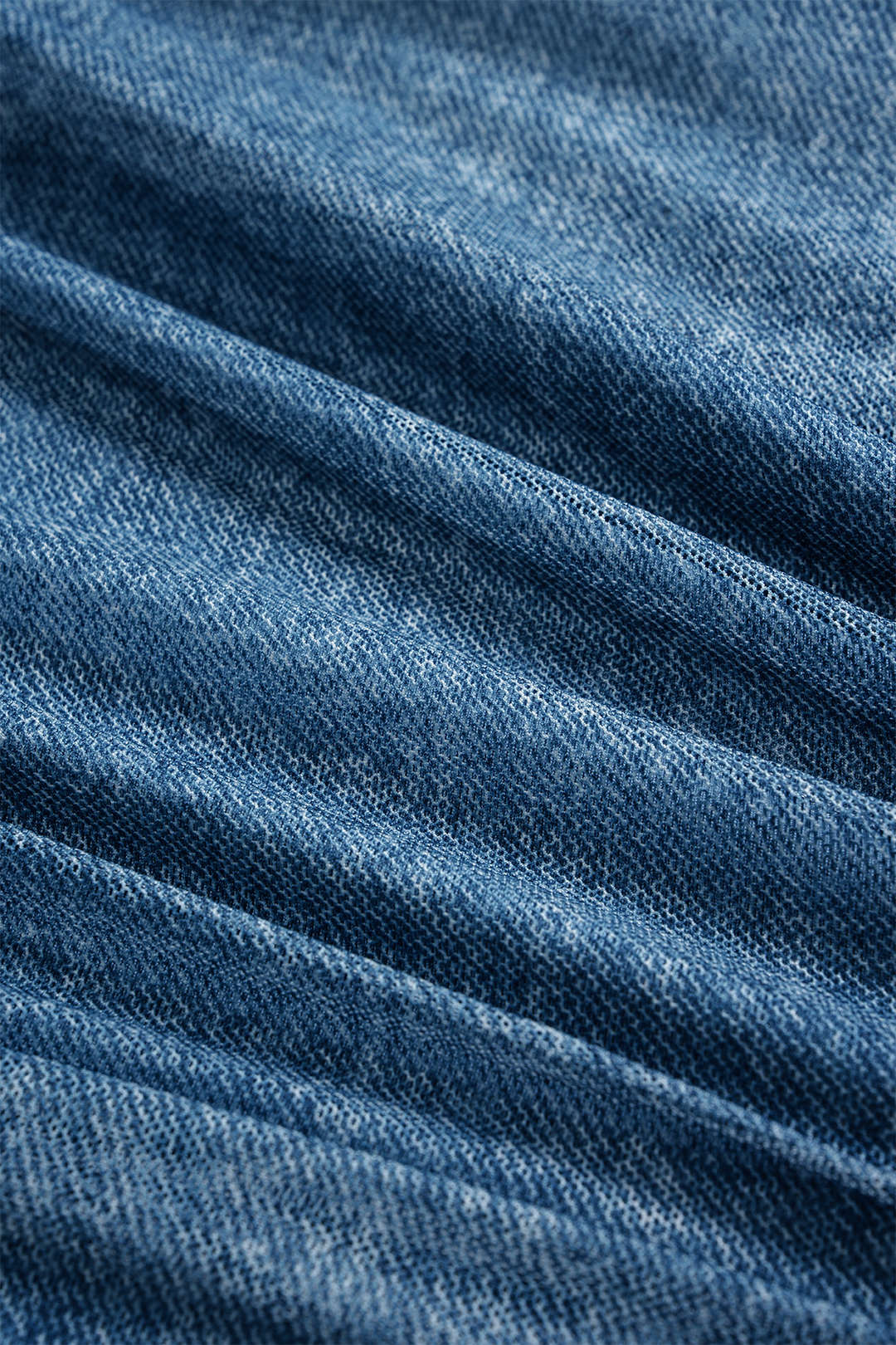 Denim Print Asymmetrical Draped Cowl Halter Neck Sleeveless Bodysuit