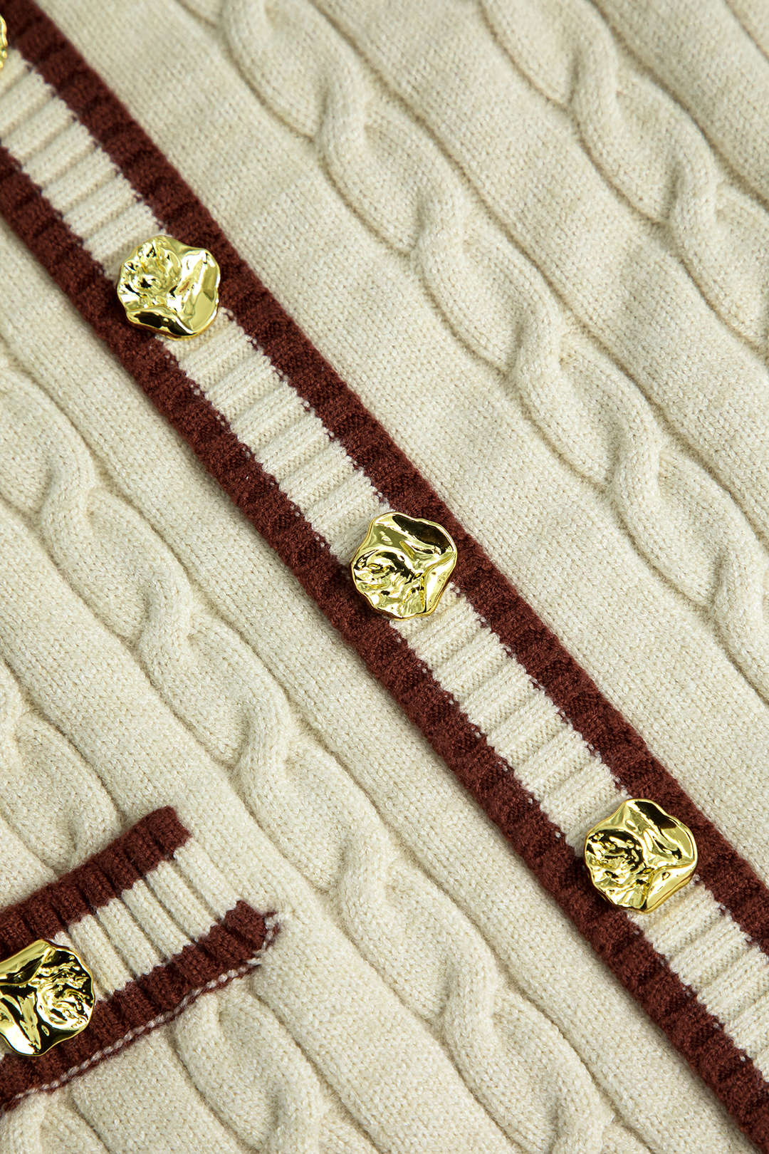 Color Block Print Knitted Button Skirt