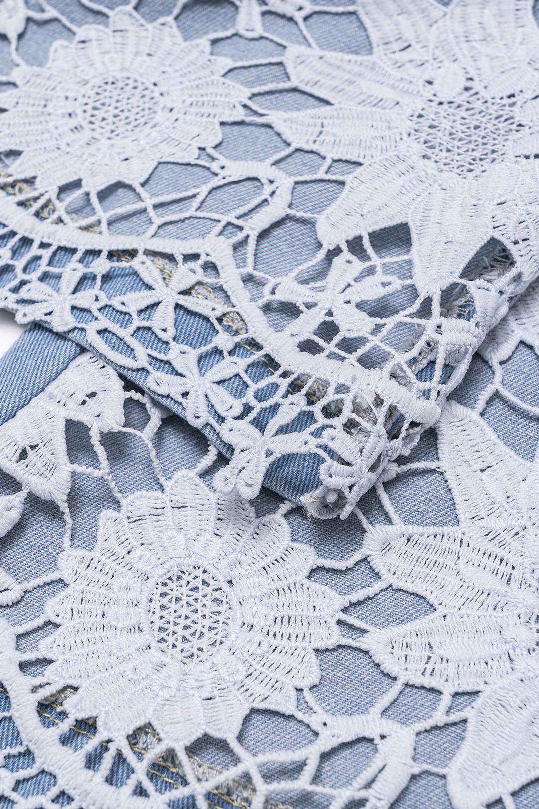 Denim Embroidery Patchwork Cut-Out Pocket Jeans