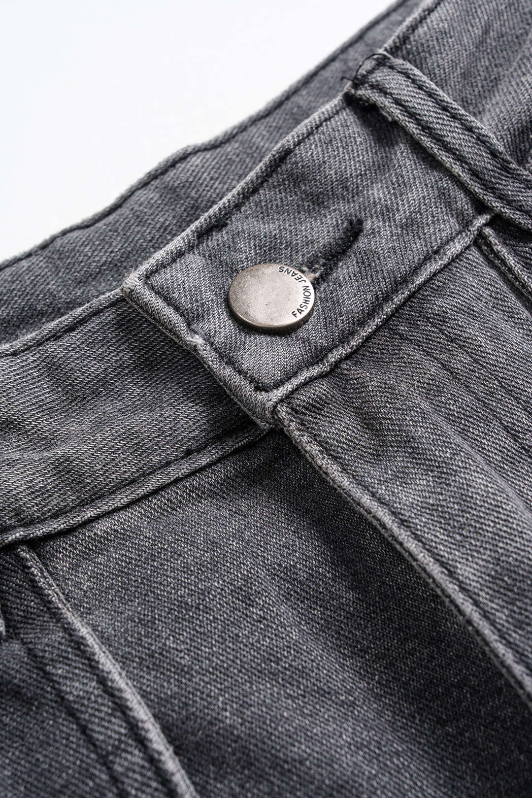 Denim Strappy Frayed Barrel Jeans