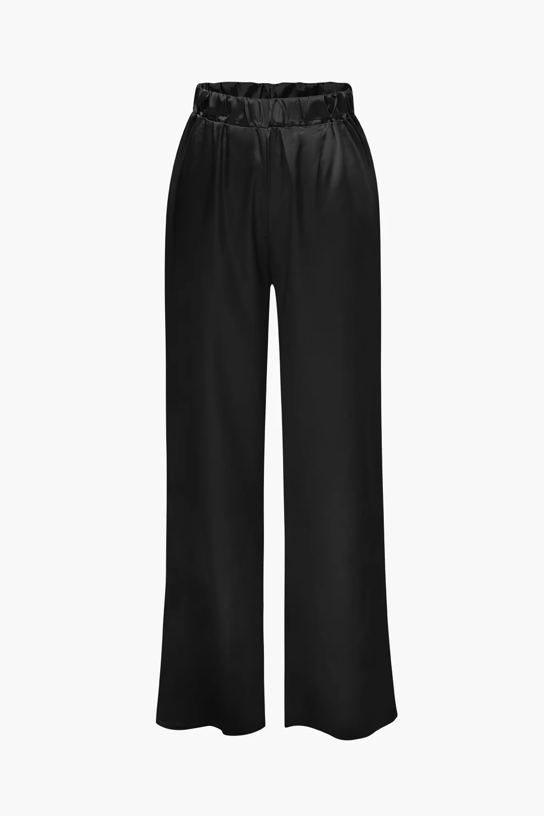 Satin Button-Up Long-Sleeve Shirt and Pants Ensemble