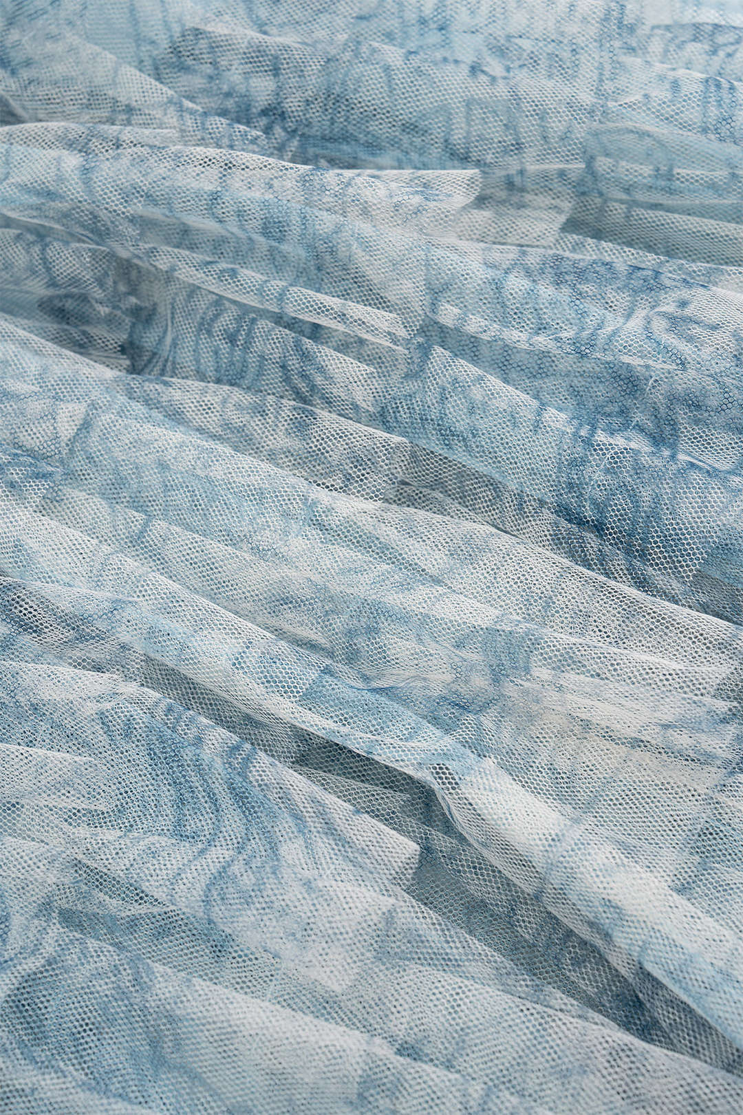 Frayed Mesh Patchwork Belted Denim Skirt