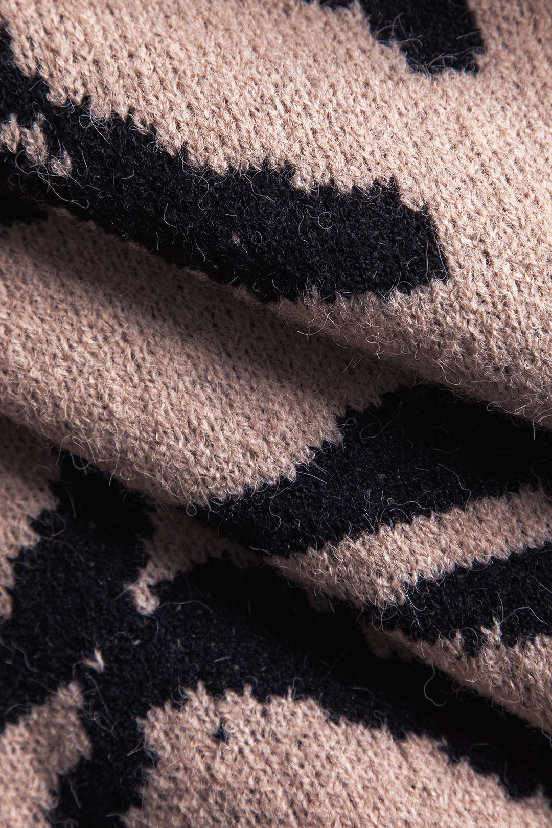 Plus Size Zebra Stripe Printed Knit Tie-Up Crossed Long-Sleeve Dress