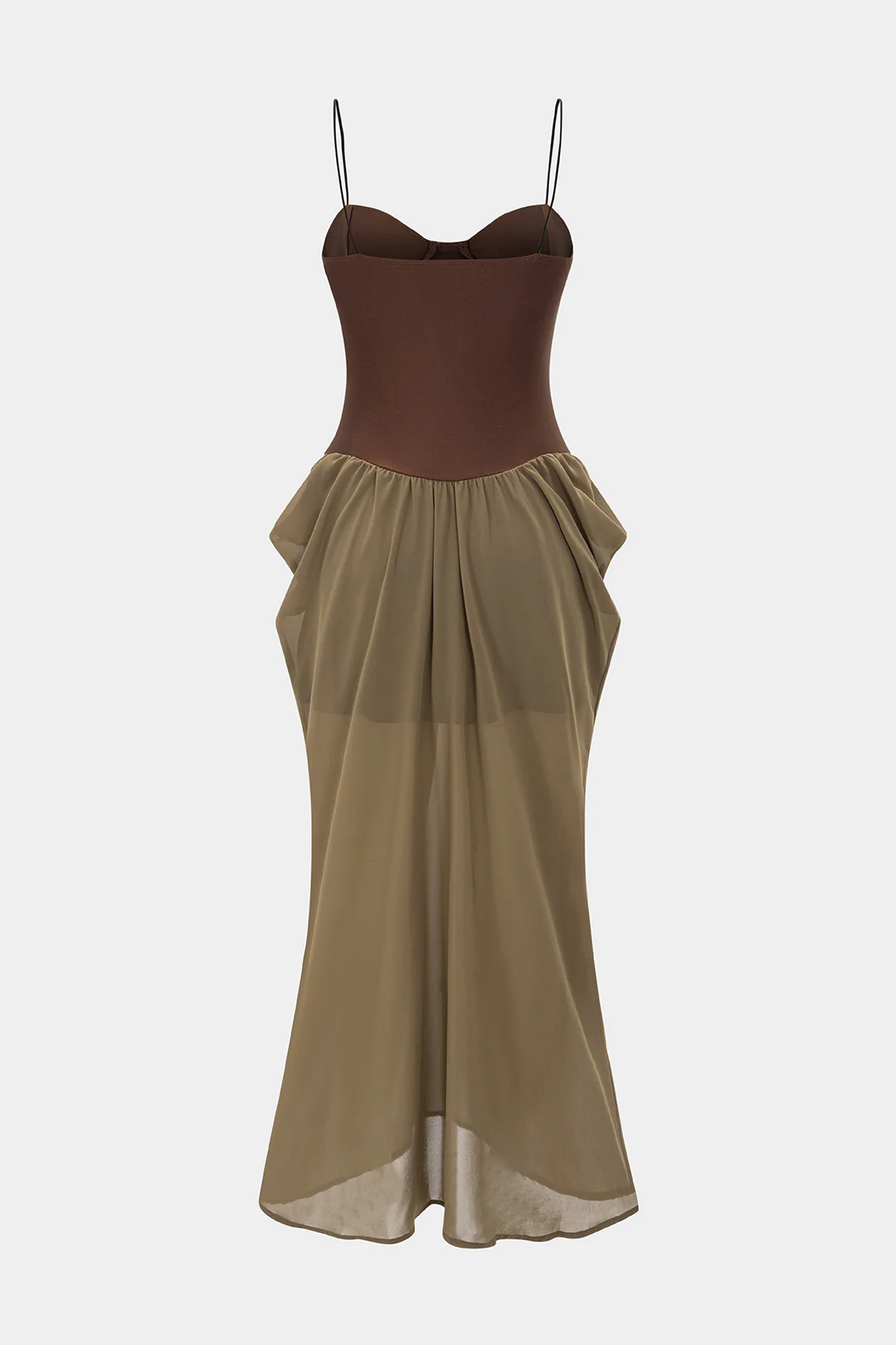 Bustier Tie-Front Patchwork Slip Sleeveless Maxi Dress